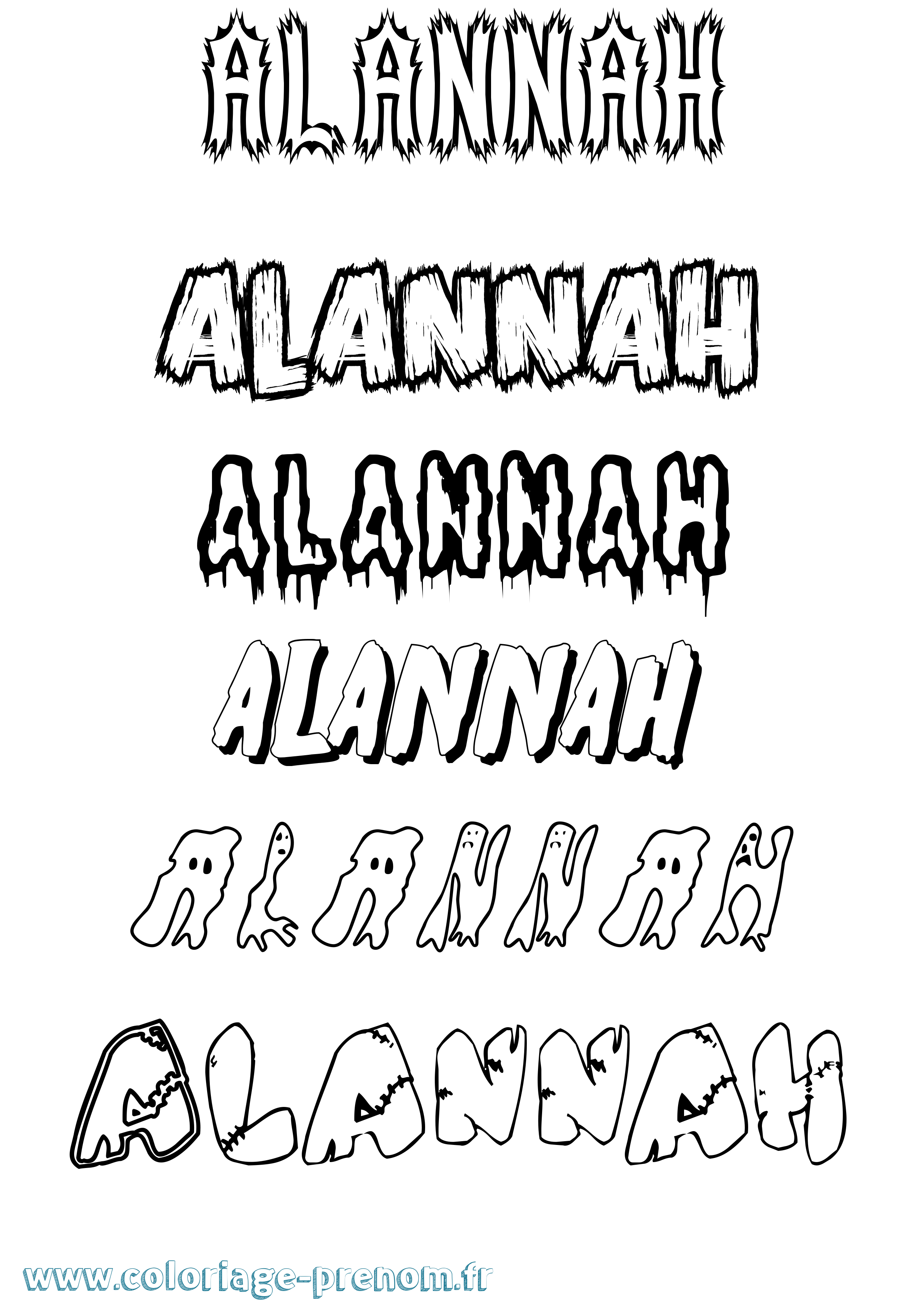 Coloriage prénom Alannah Frisson