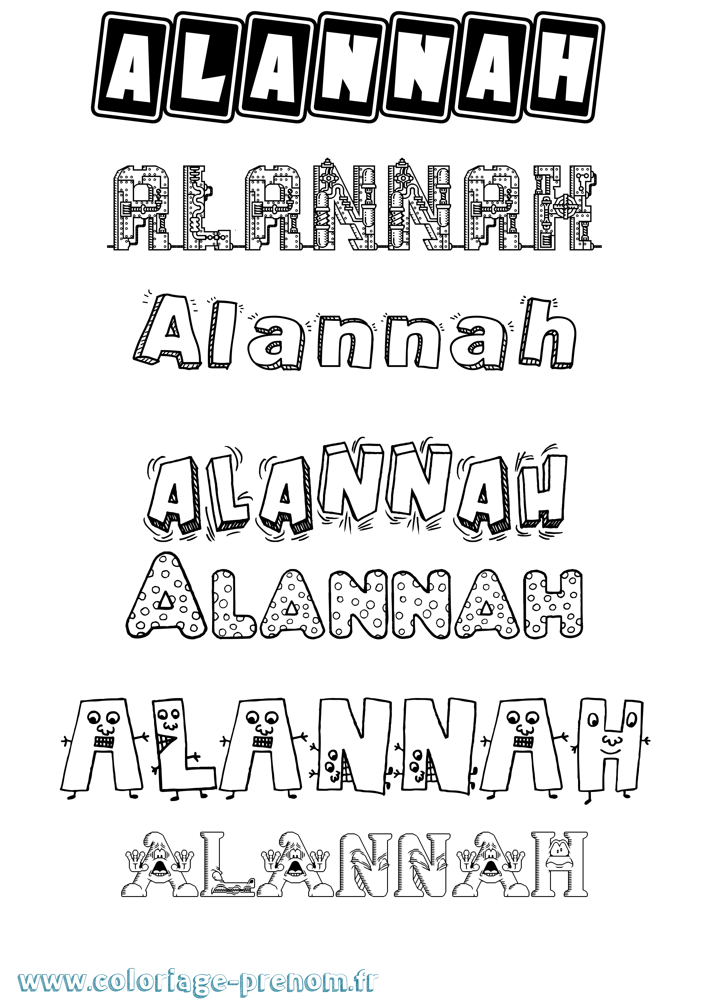 Coloriage prénom Alannah Fun