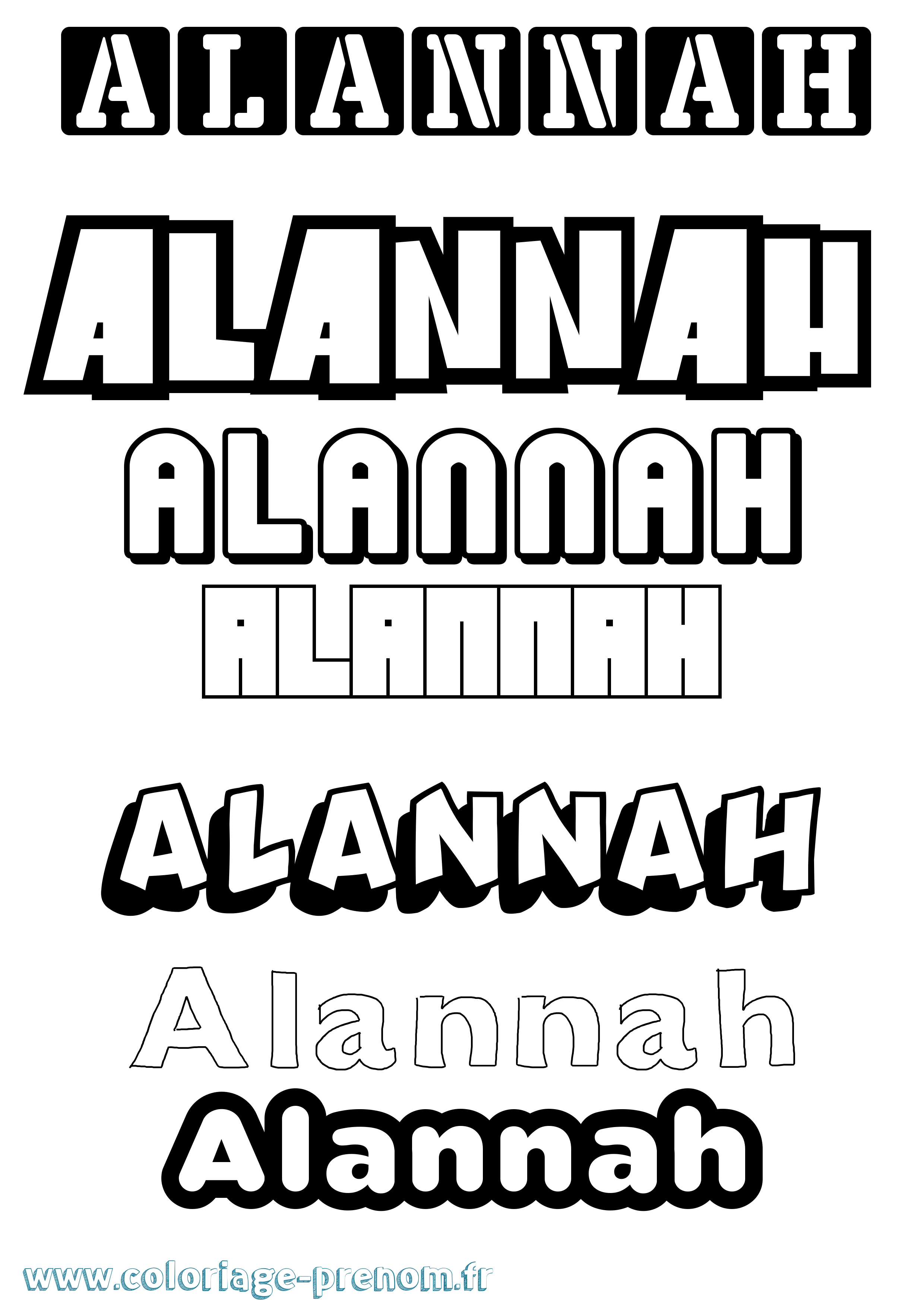 Coloriage prénom Alannah Simple