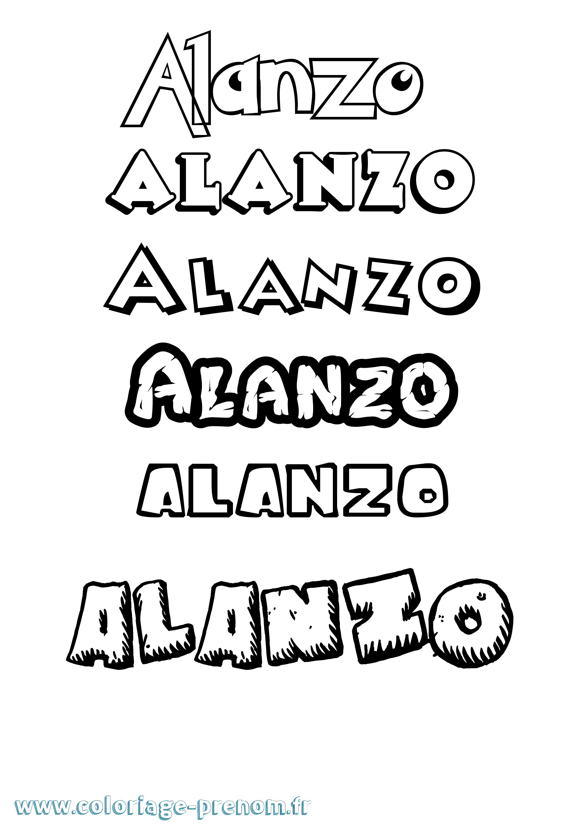 Coloriage prénom Alanzo Dessin Animé