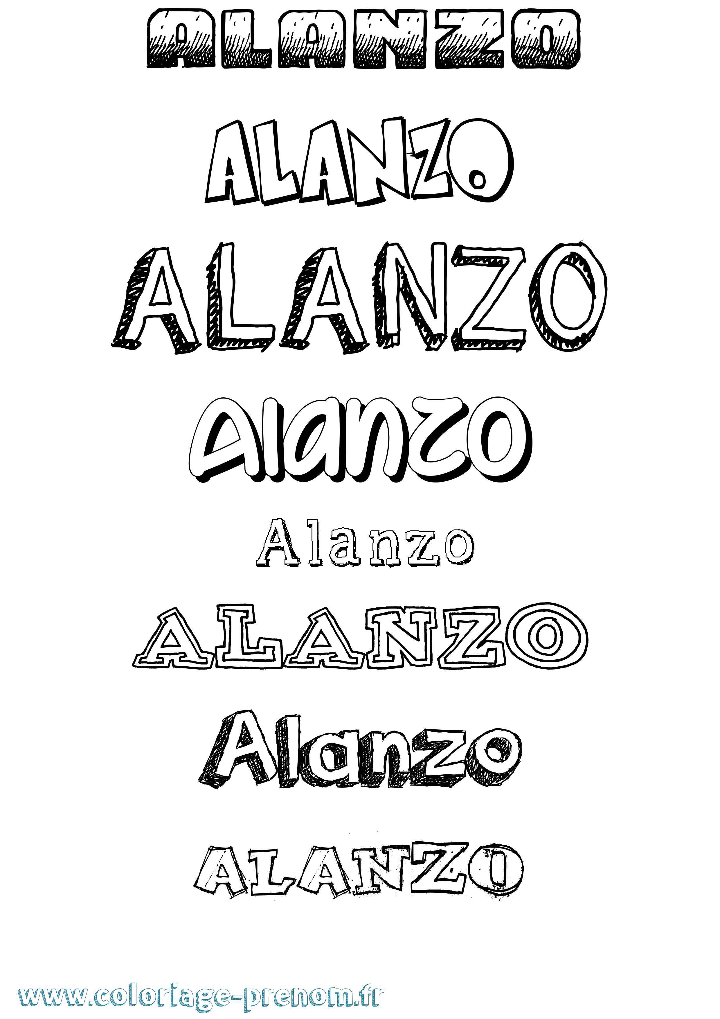 Coloriage prénom Alanzo Dessiné