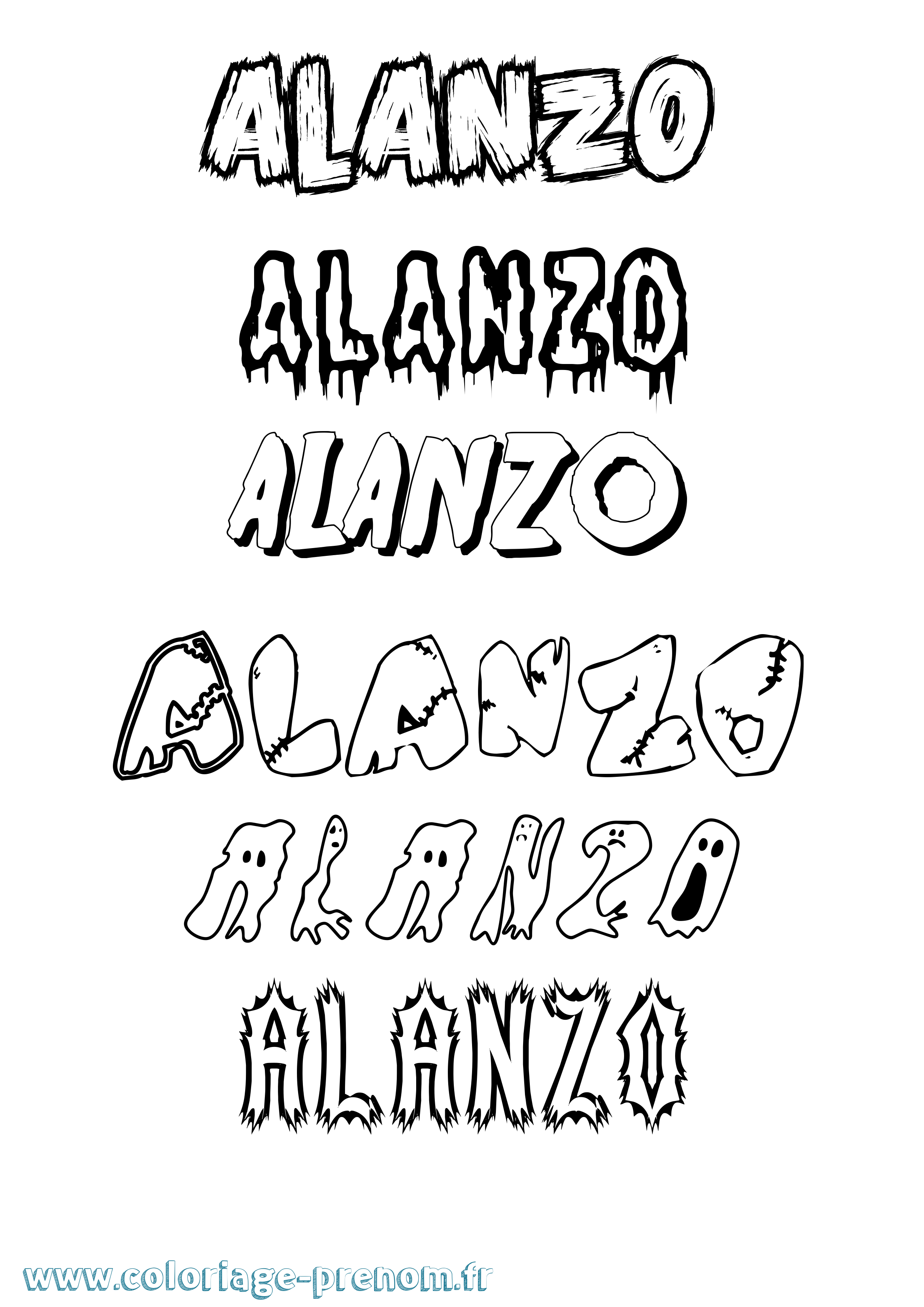 Coloriage prénom Alanzo Frisson