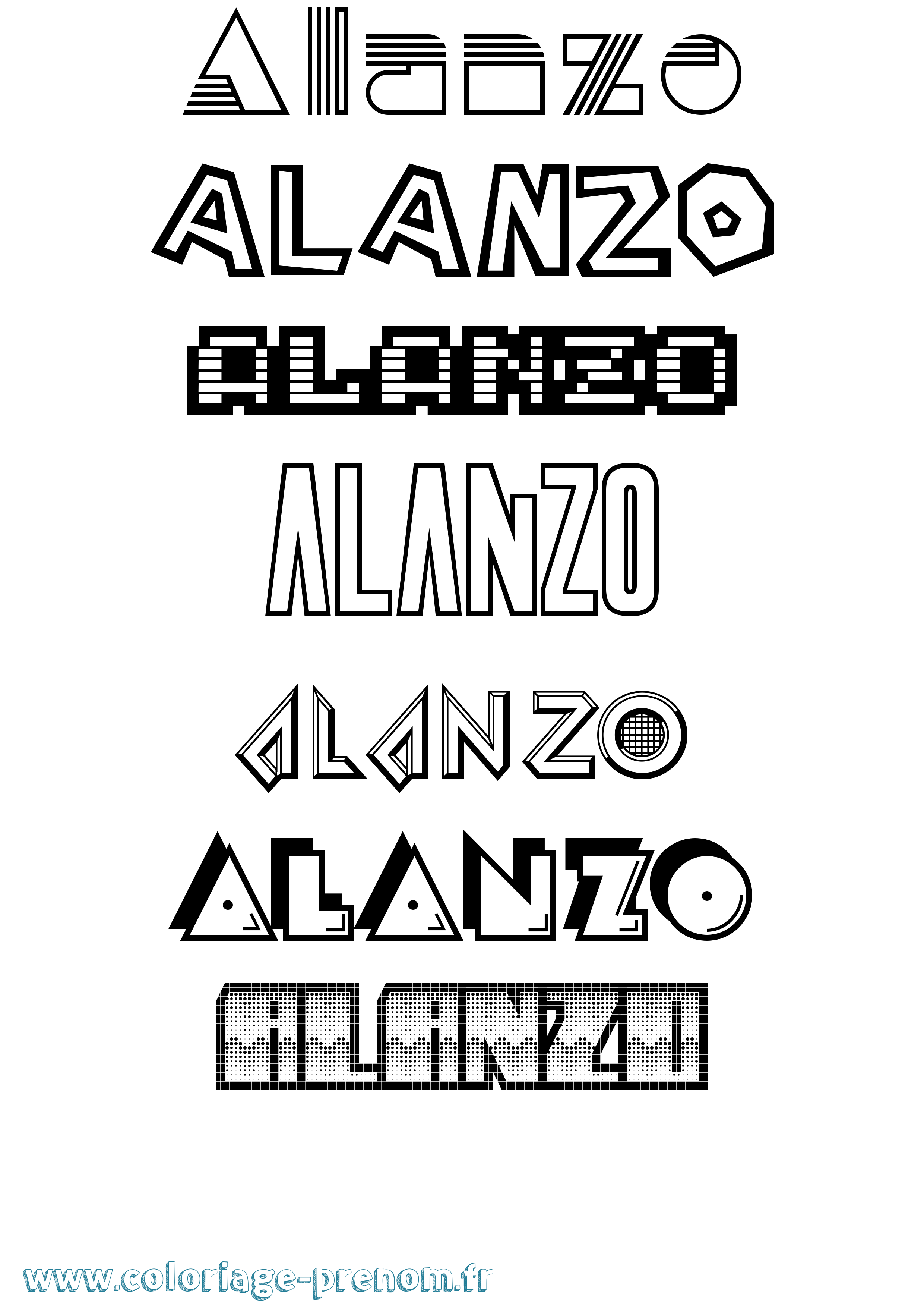 Coloriage prénom Alanzo Jeux Vidéos