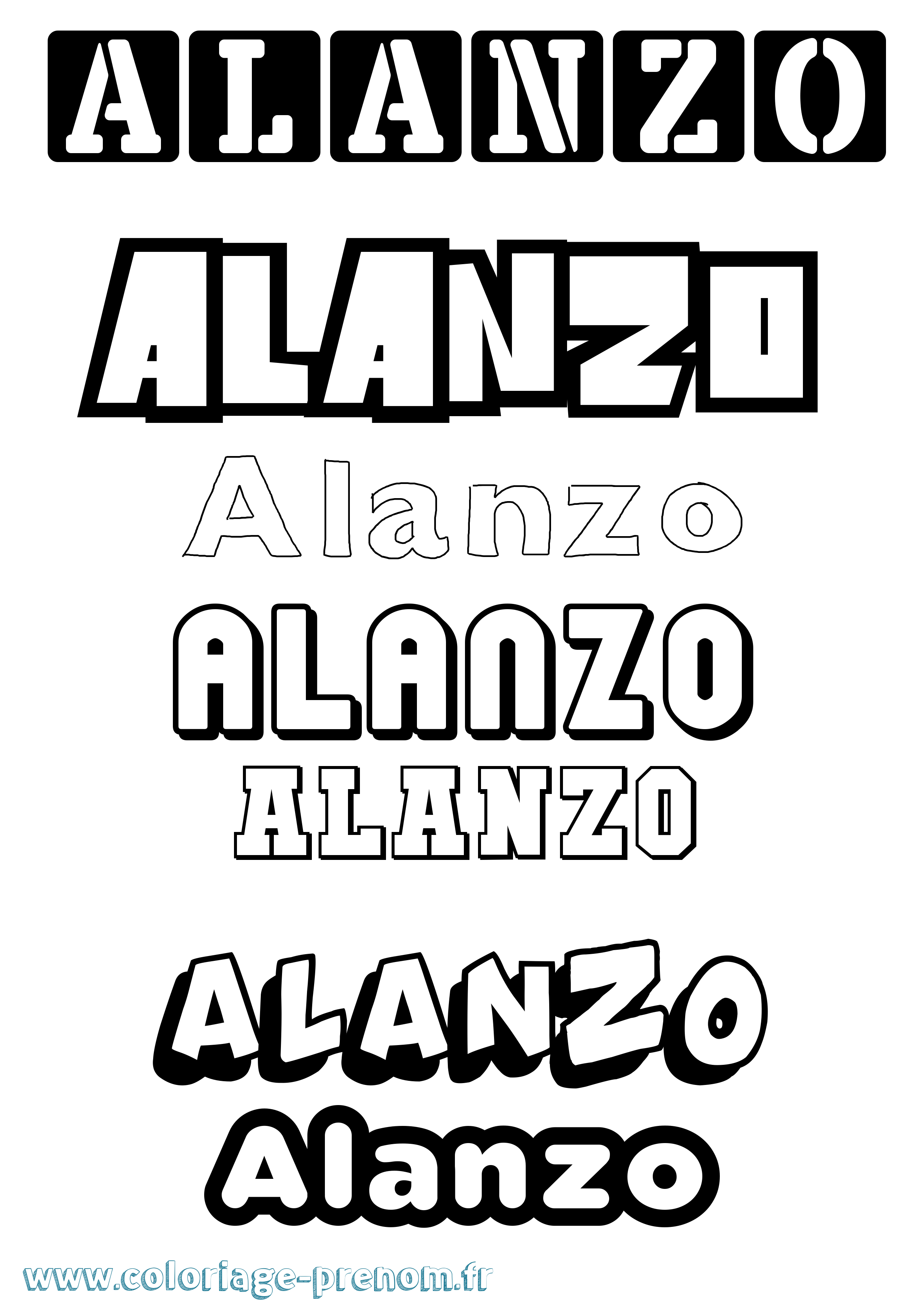Coloriage prénom Alanzo Simple