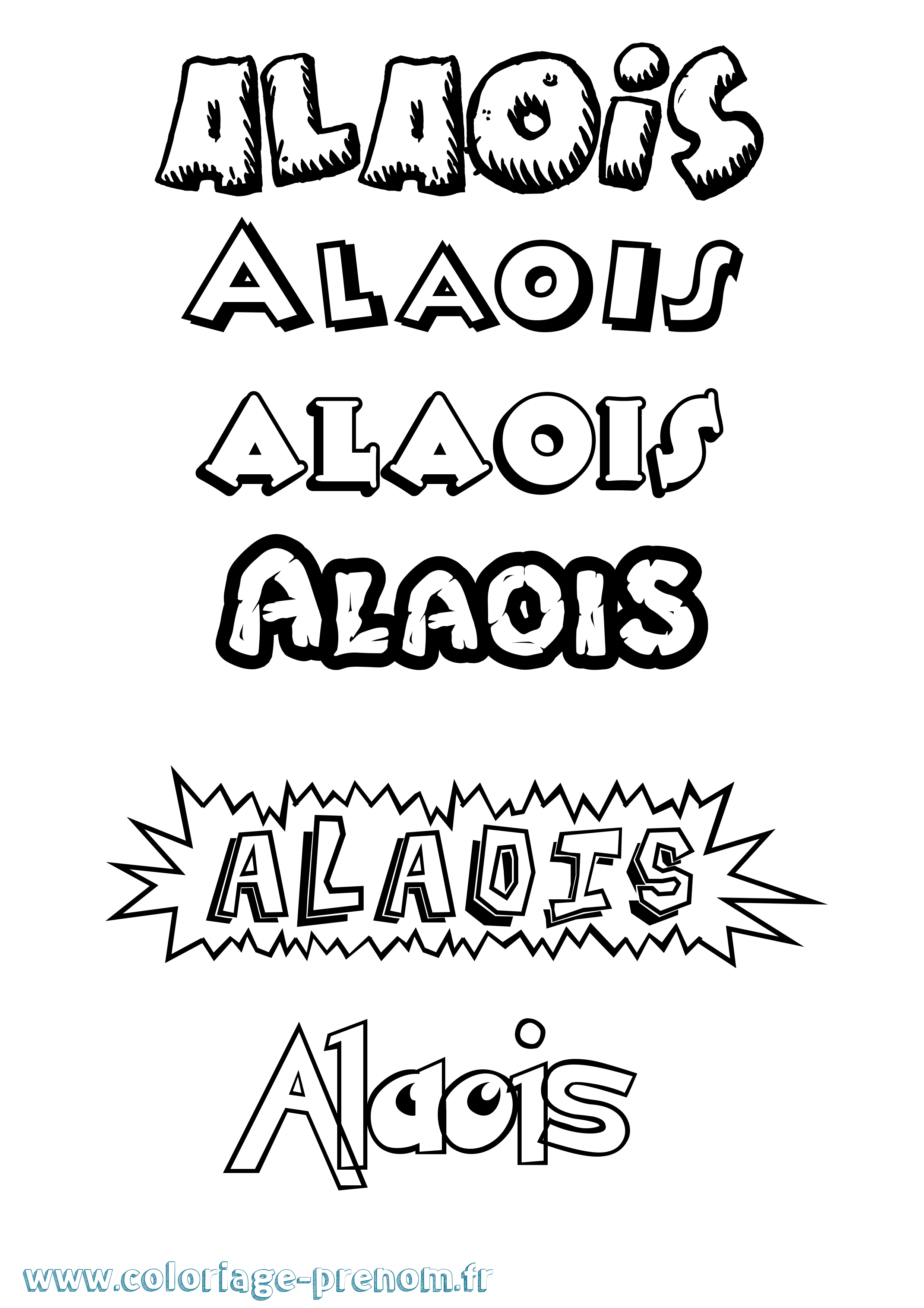 Coloriage prénom Alaois Dessin Animé
