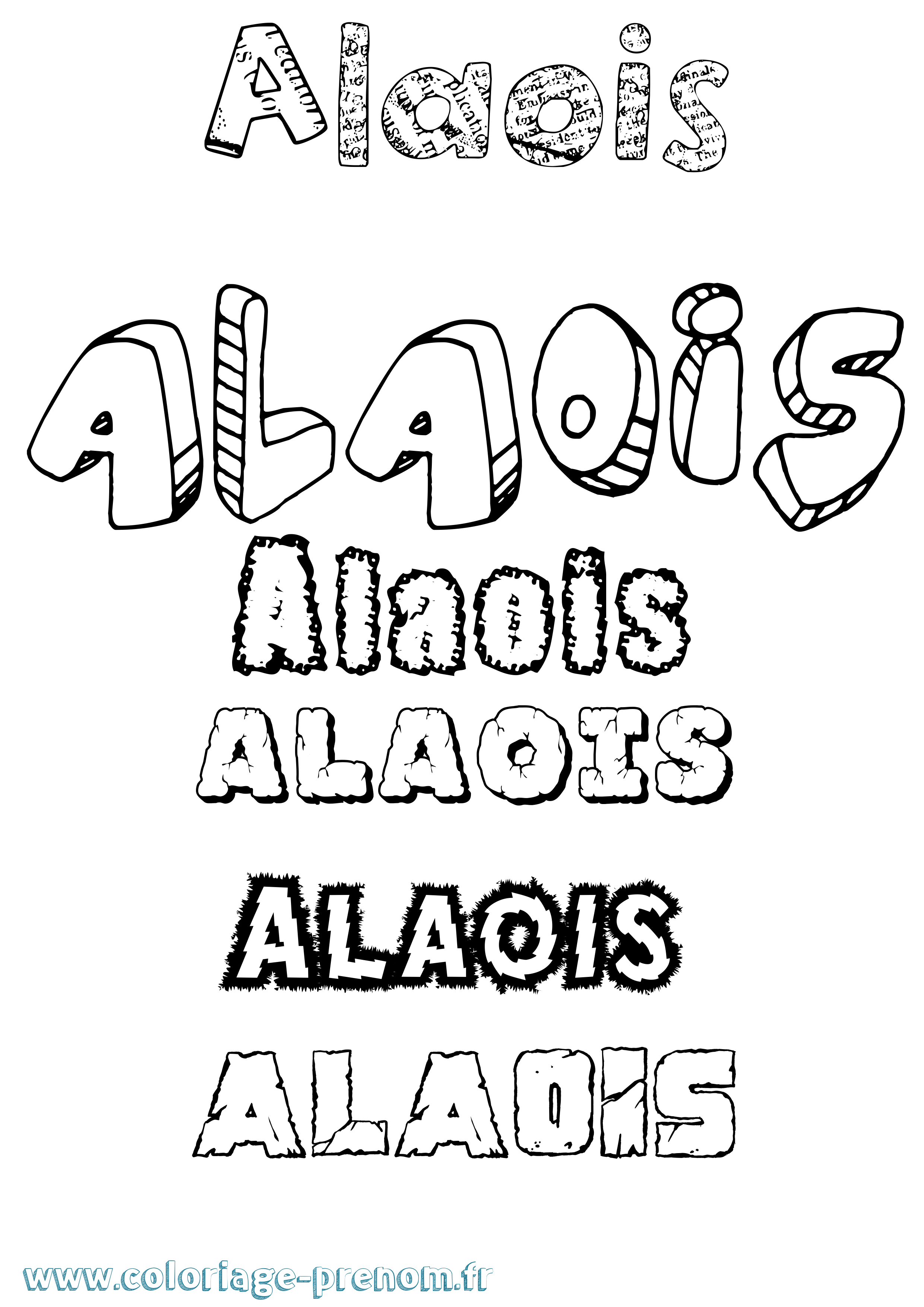 Coloriage prénom Alaois Destructuré