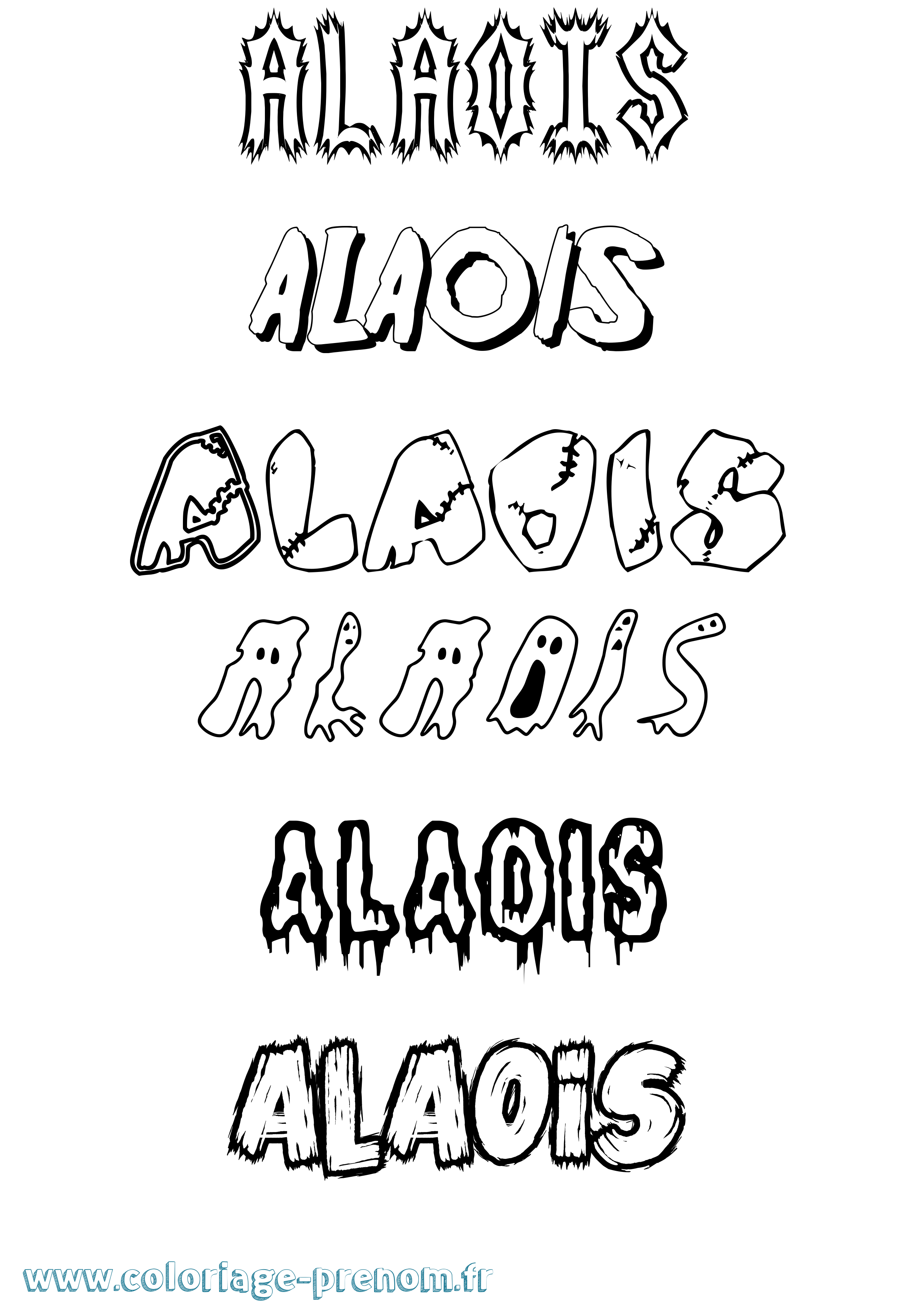 Coloriage prénom Alaois Frisson