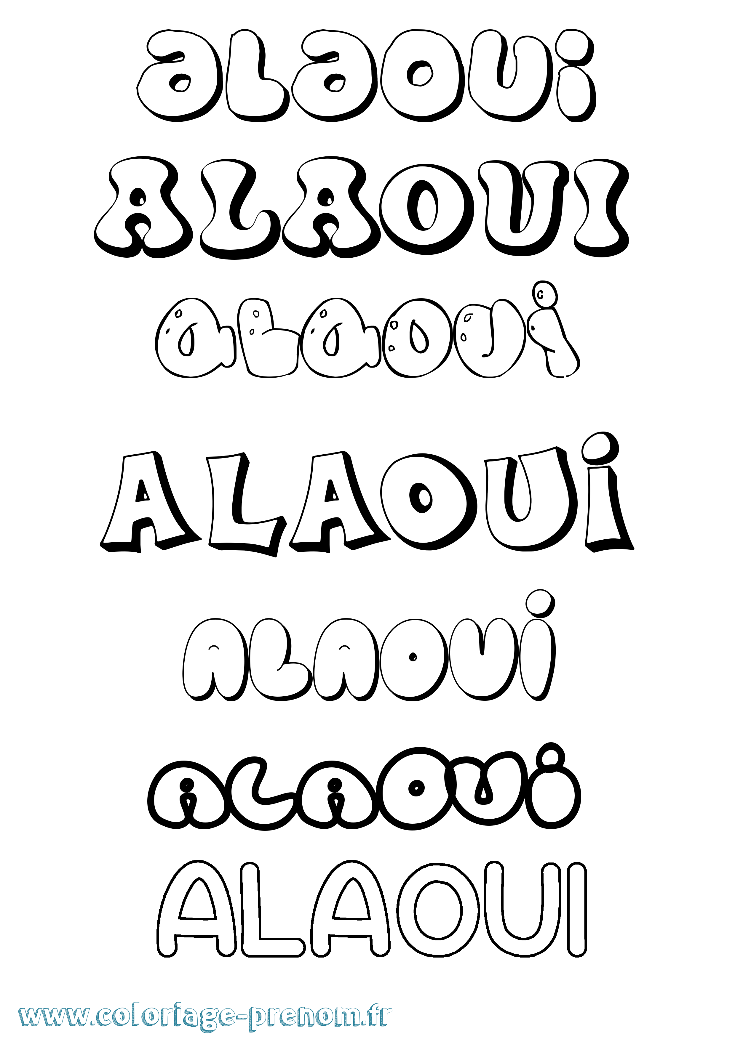 Coloriage prénom Alaoui Bubble