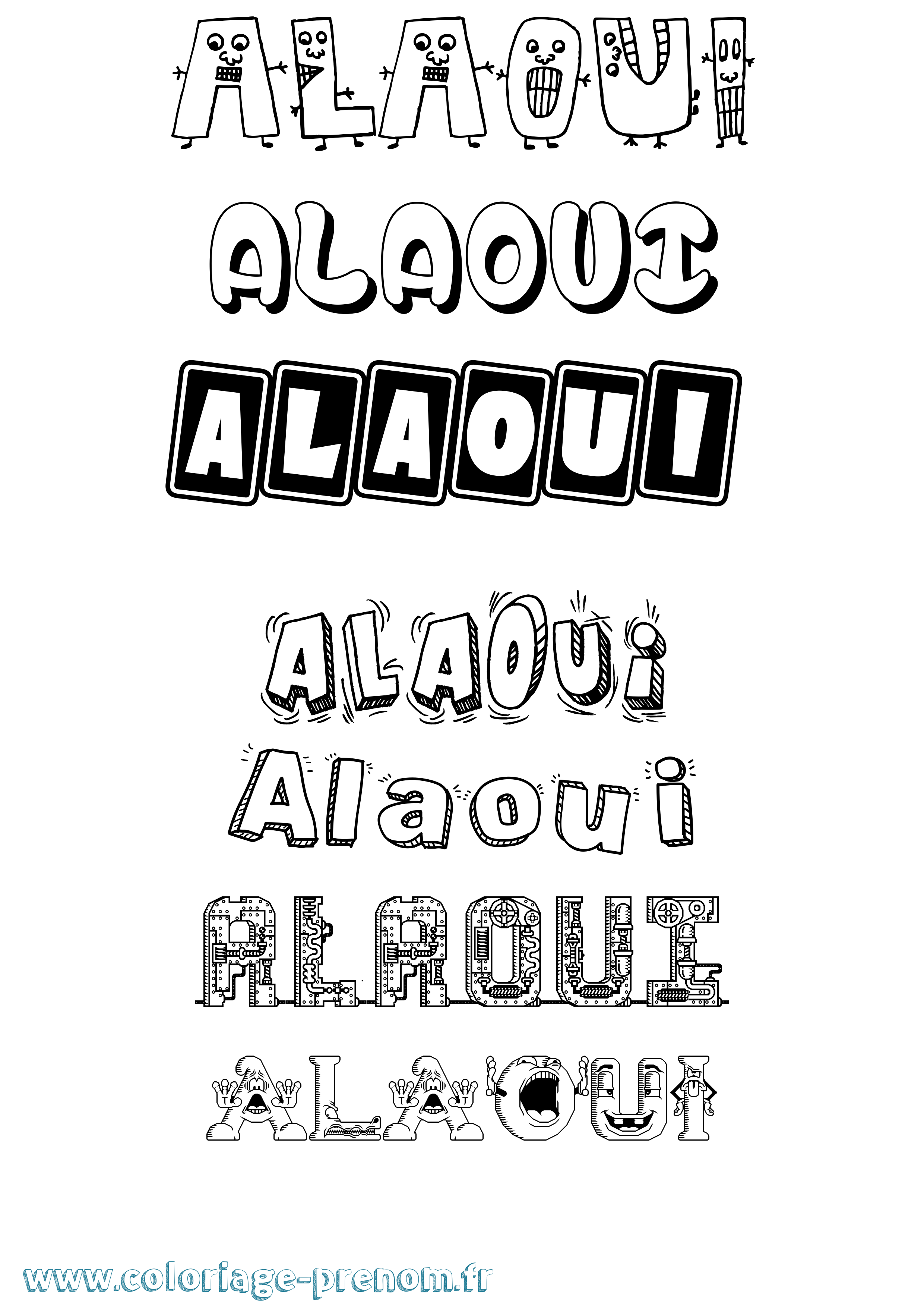 Coloriage prénom Alaoui Fun