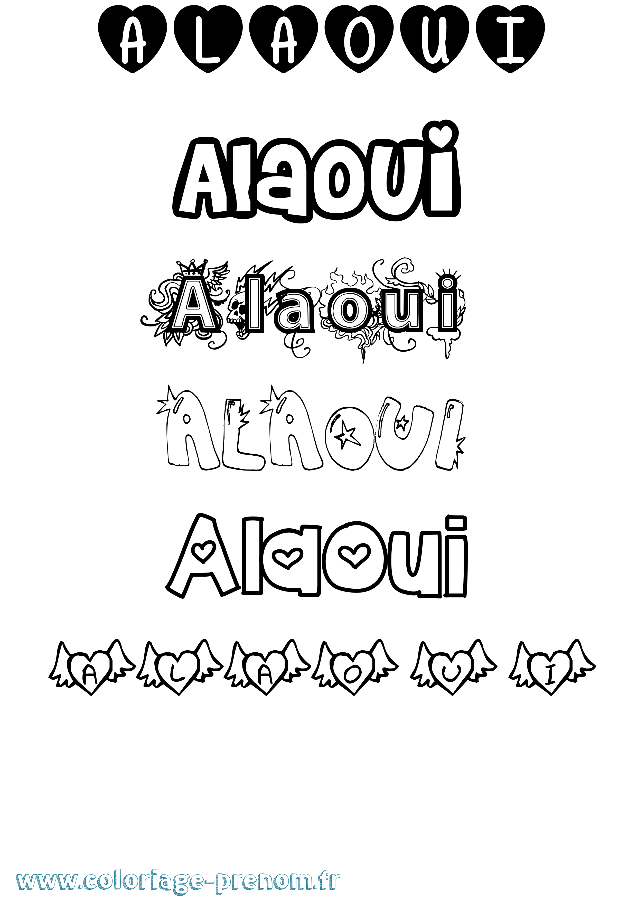 Coloriage prénom Alaoui Girly