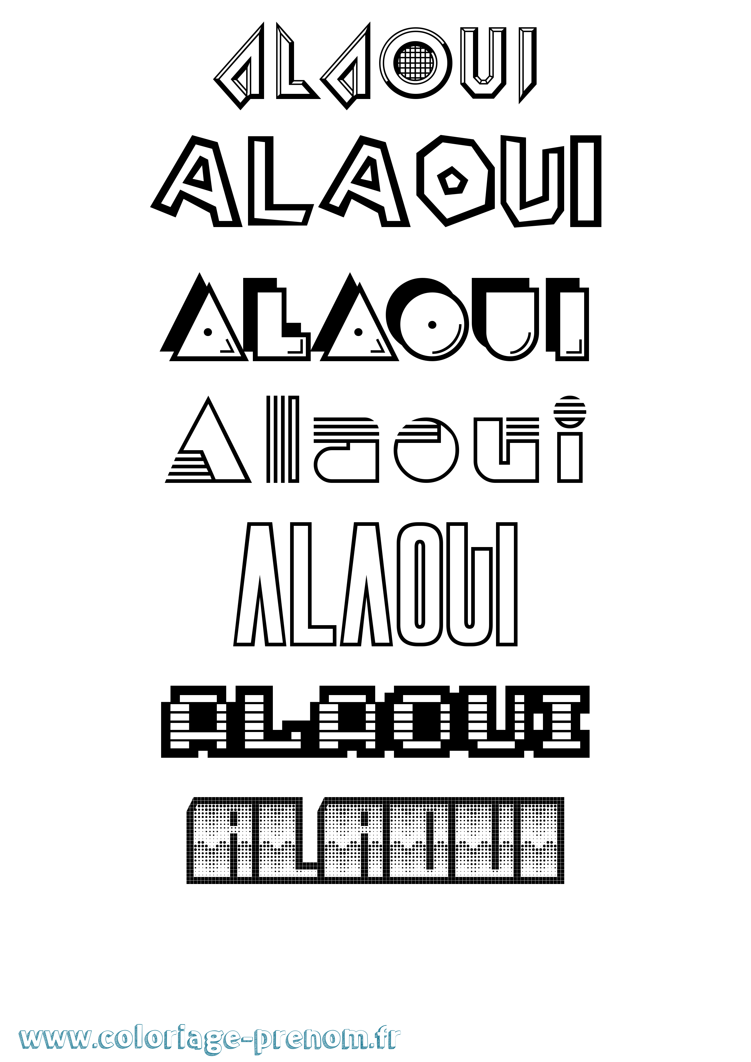 Coloriage prénom Alaoui Jeux Vidéos