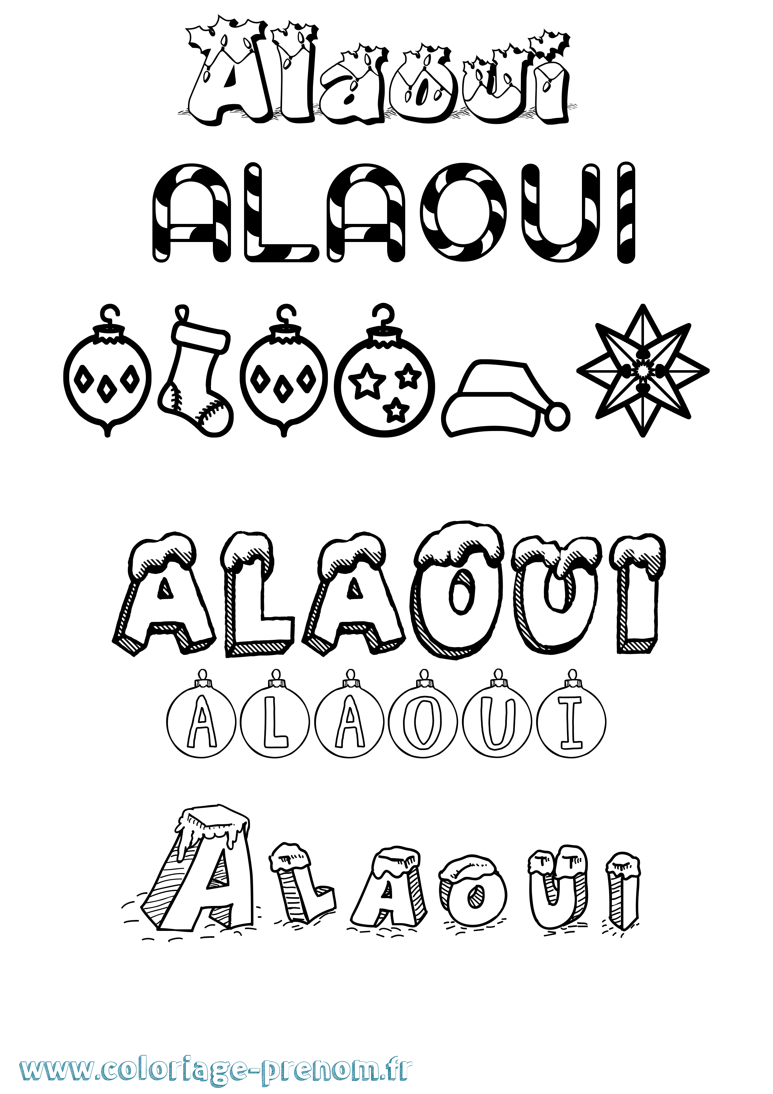 Coloriage prénom Alaoui Noël