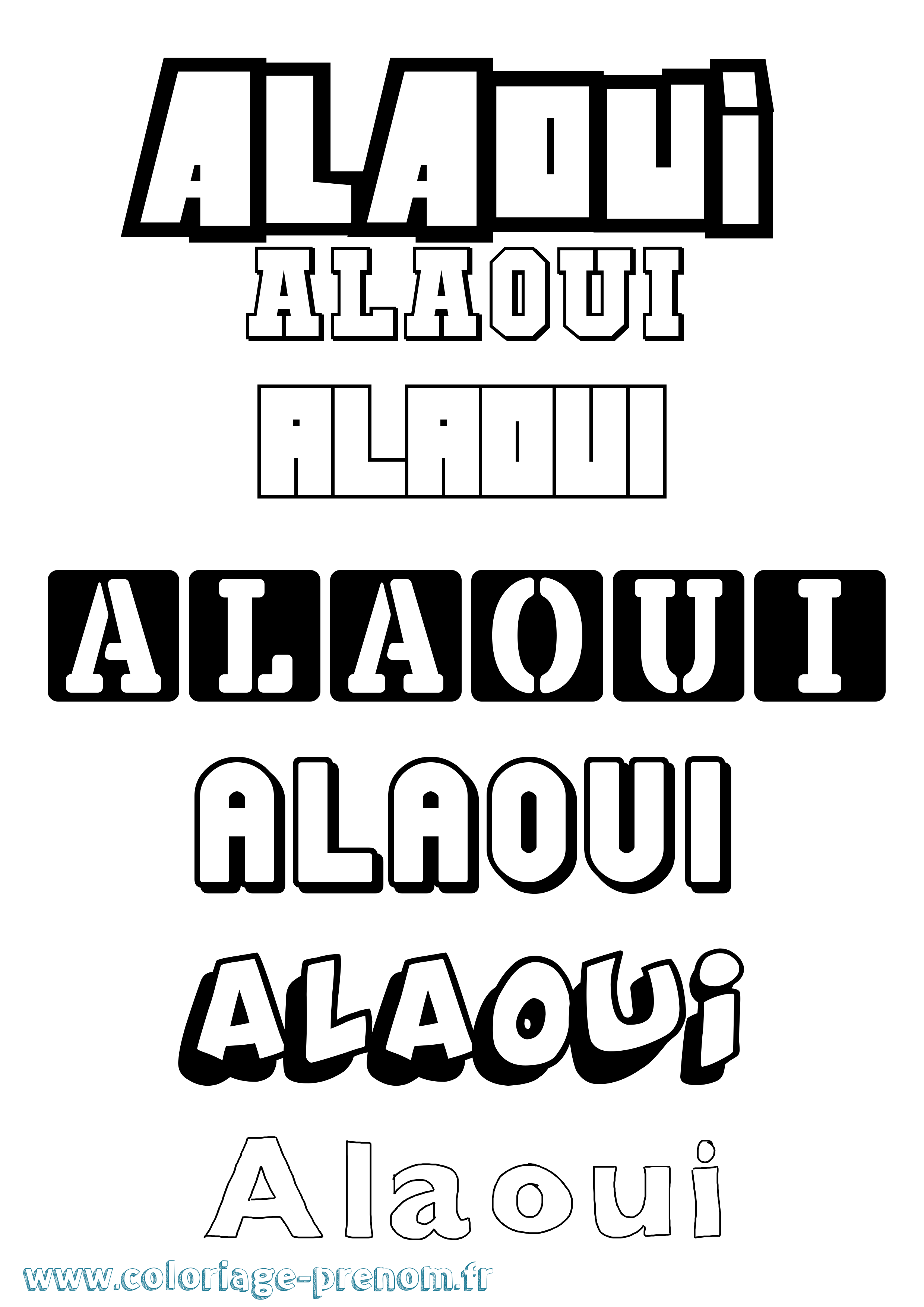 Coloriage prénom Alaoui Simple