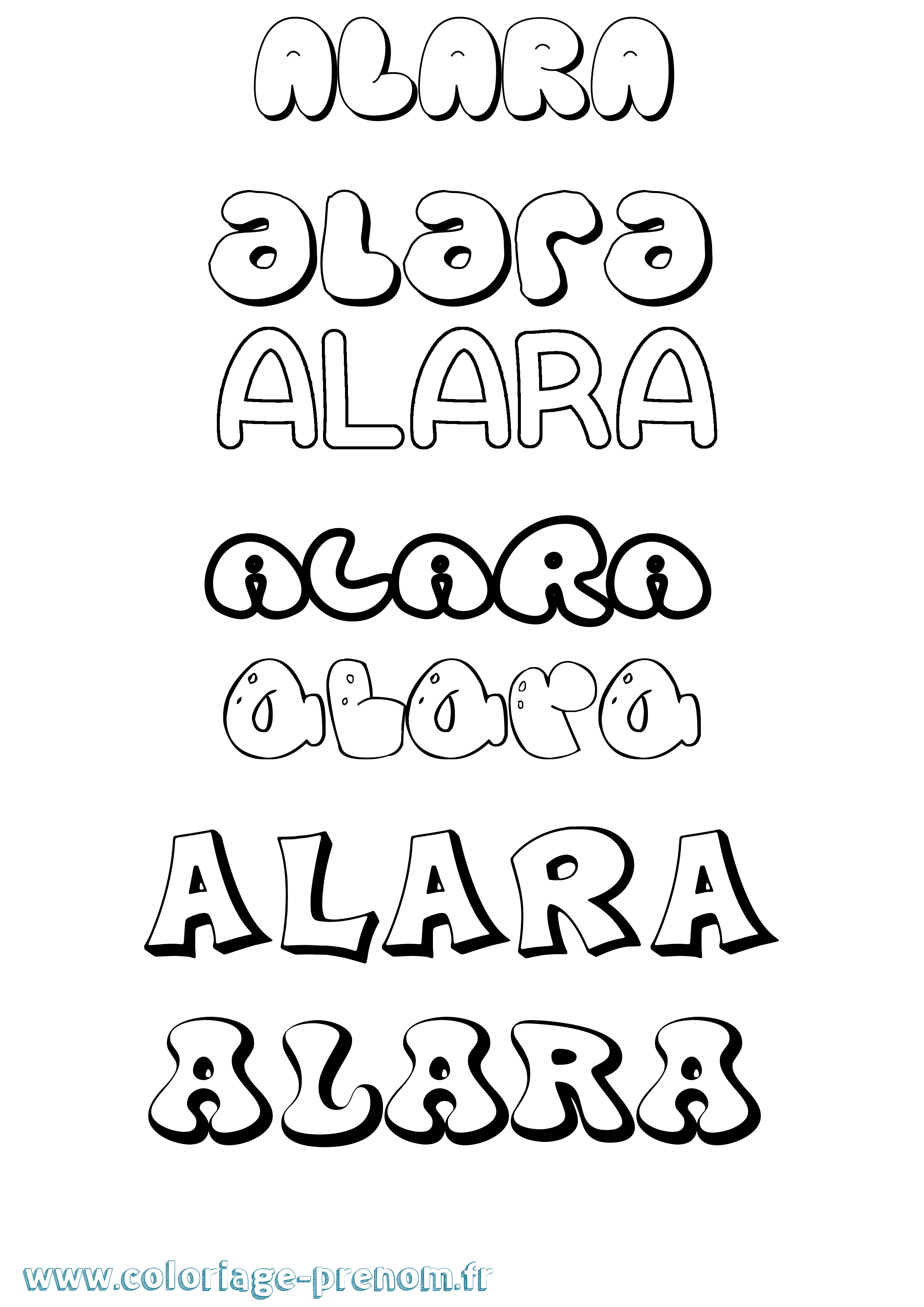 Coloriage Alara Bubble Coloriage prénom Alara Bubble