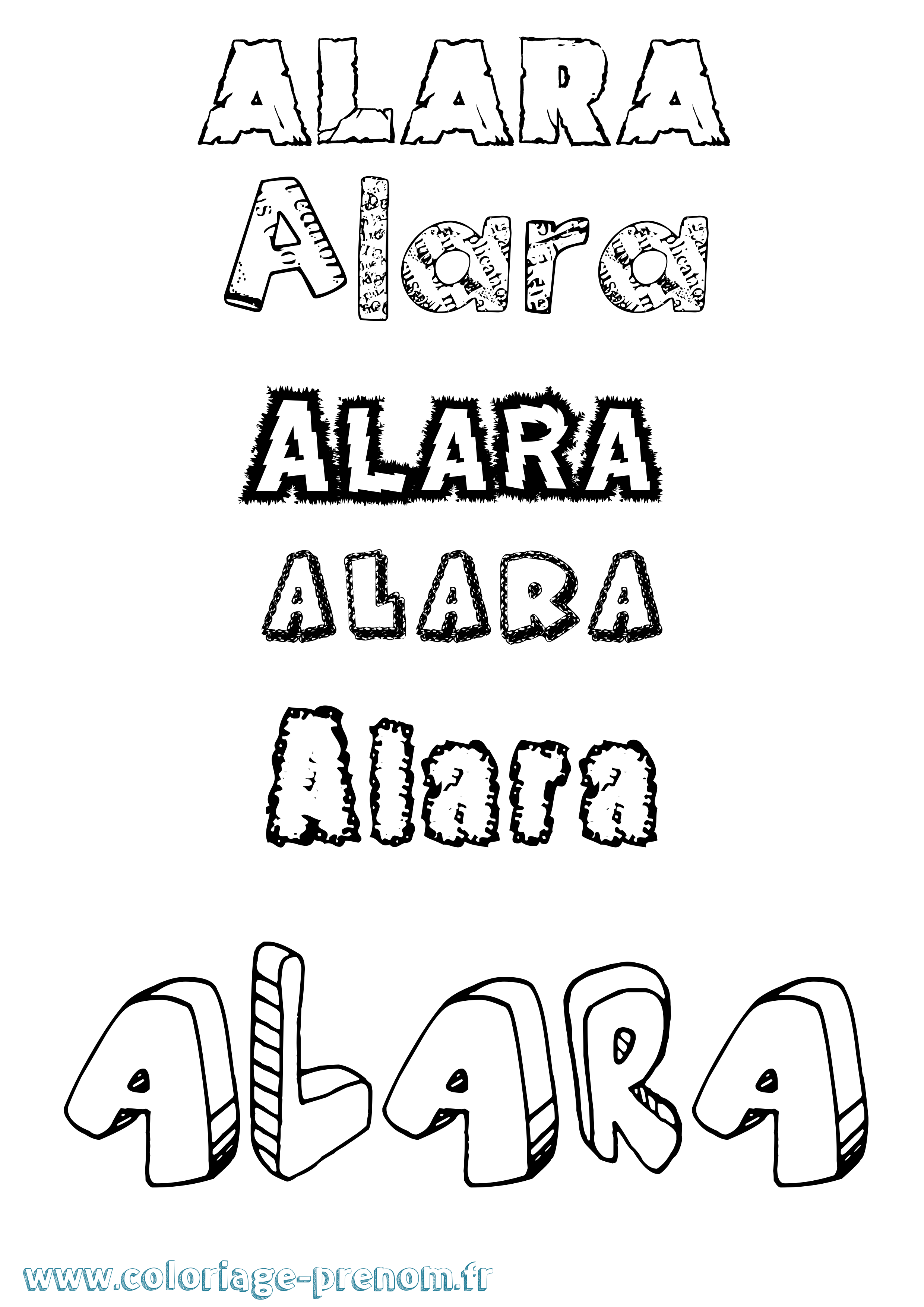 Coloriage Alara Destructuré Coloriage prénom Alara Destructuré