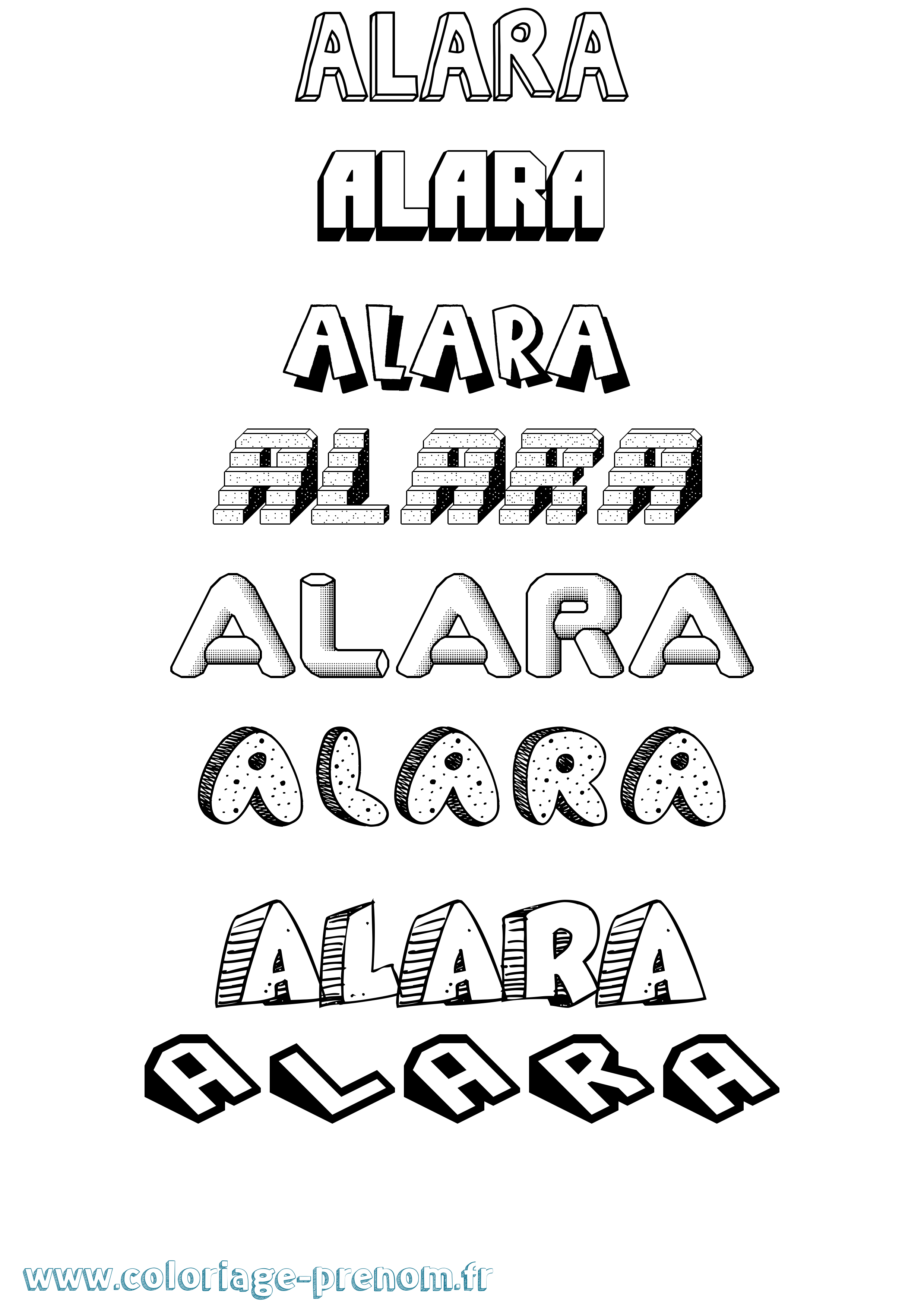 Coloriage Alara Effet 3D Coloriage prénom Alara Effet 3D