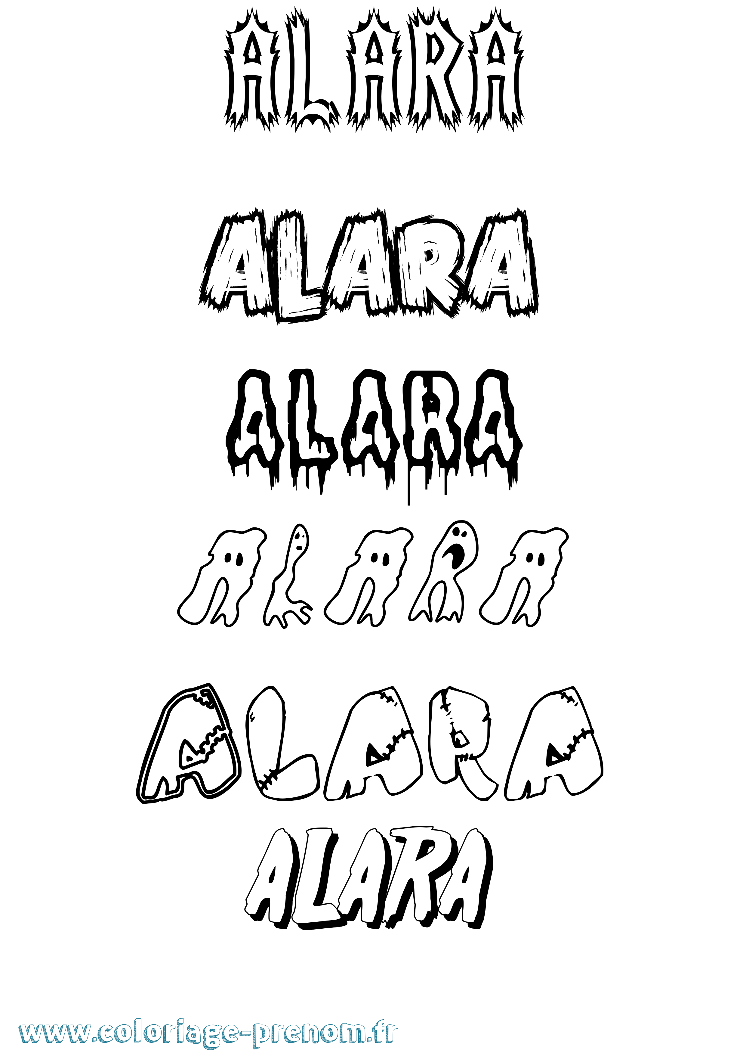 Coloriage Alara Frisson Coloriage prénom Alara Frisson