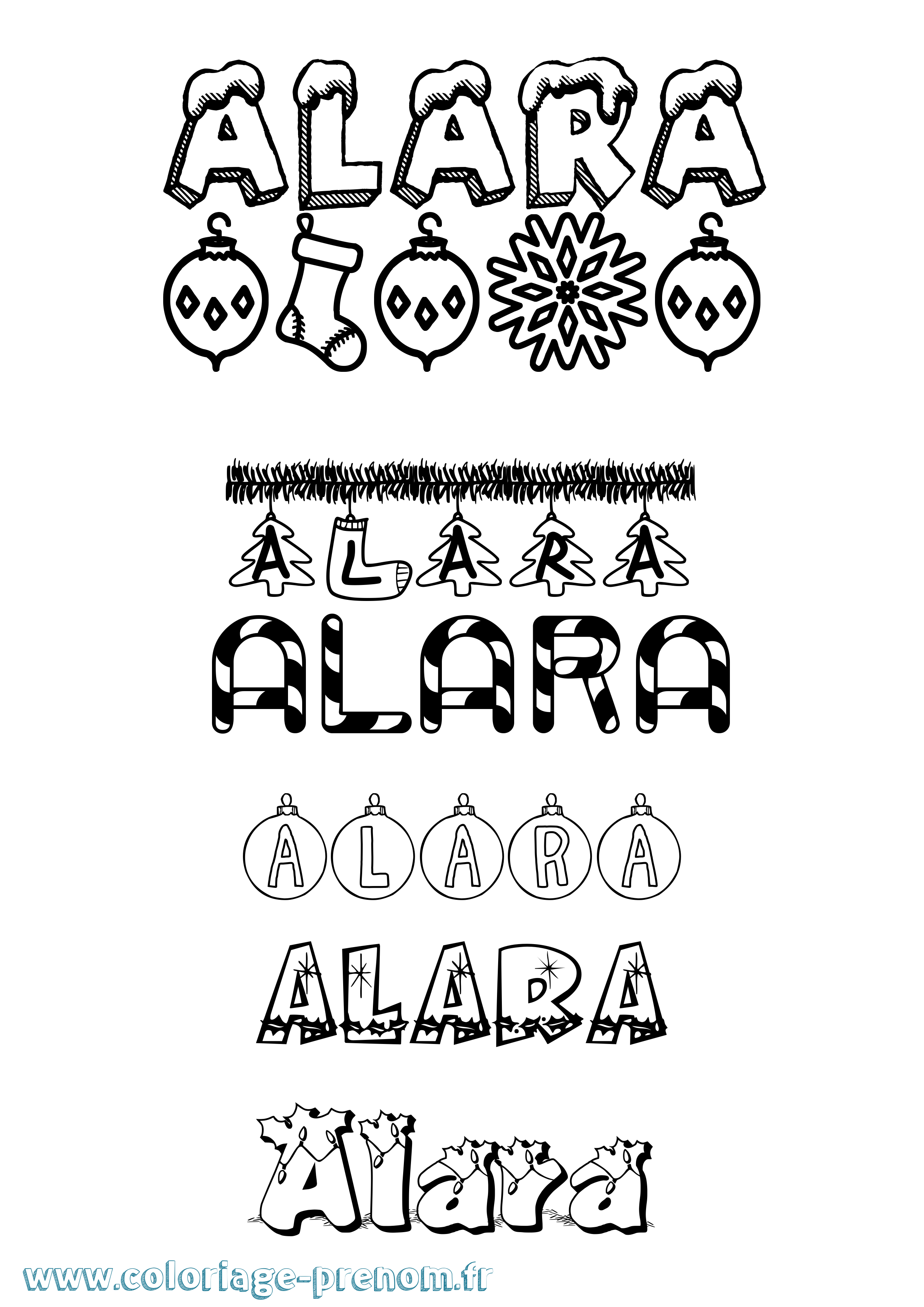 Coloriage Alara Noël Coloriage prénom Alara Noël