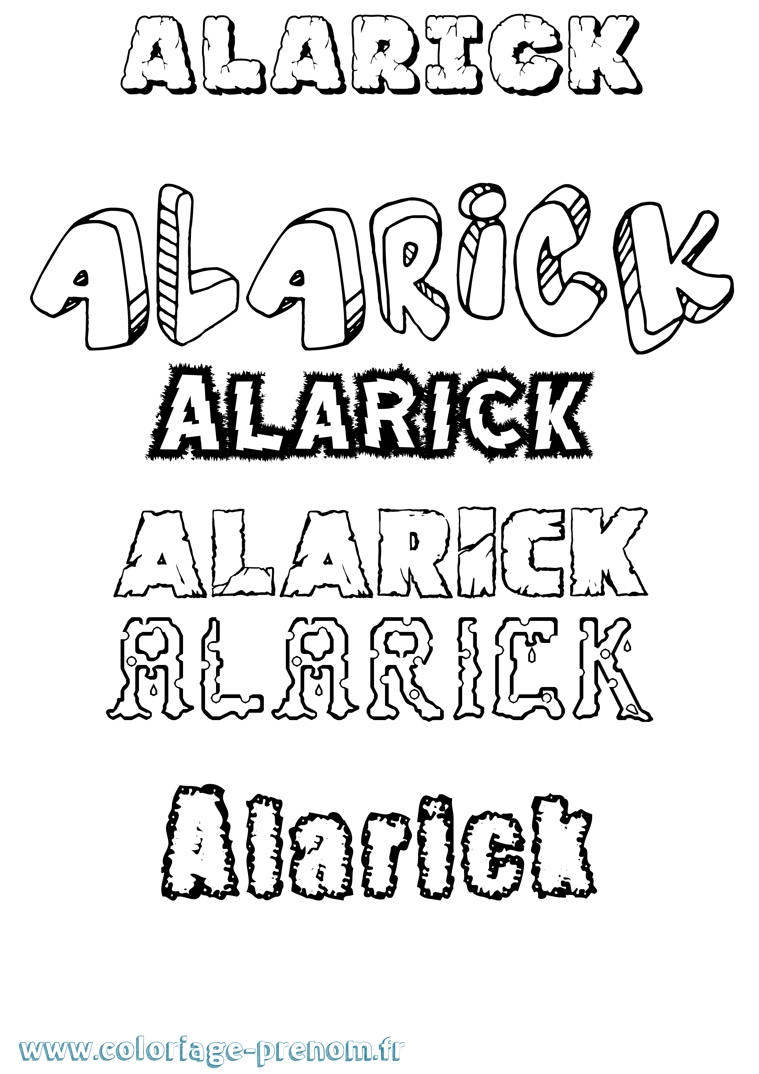 Coloriage prénom Alarick Destructuré