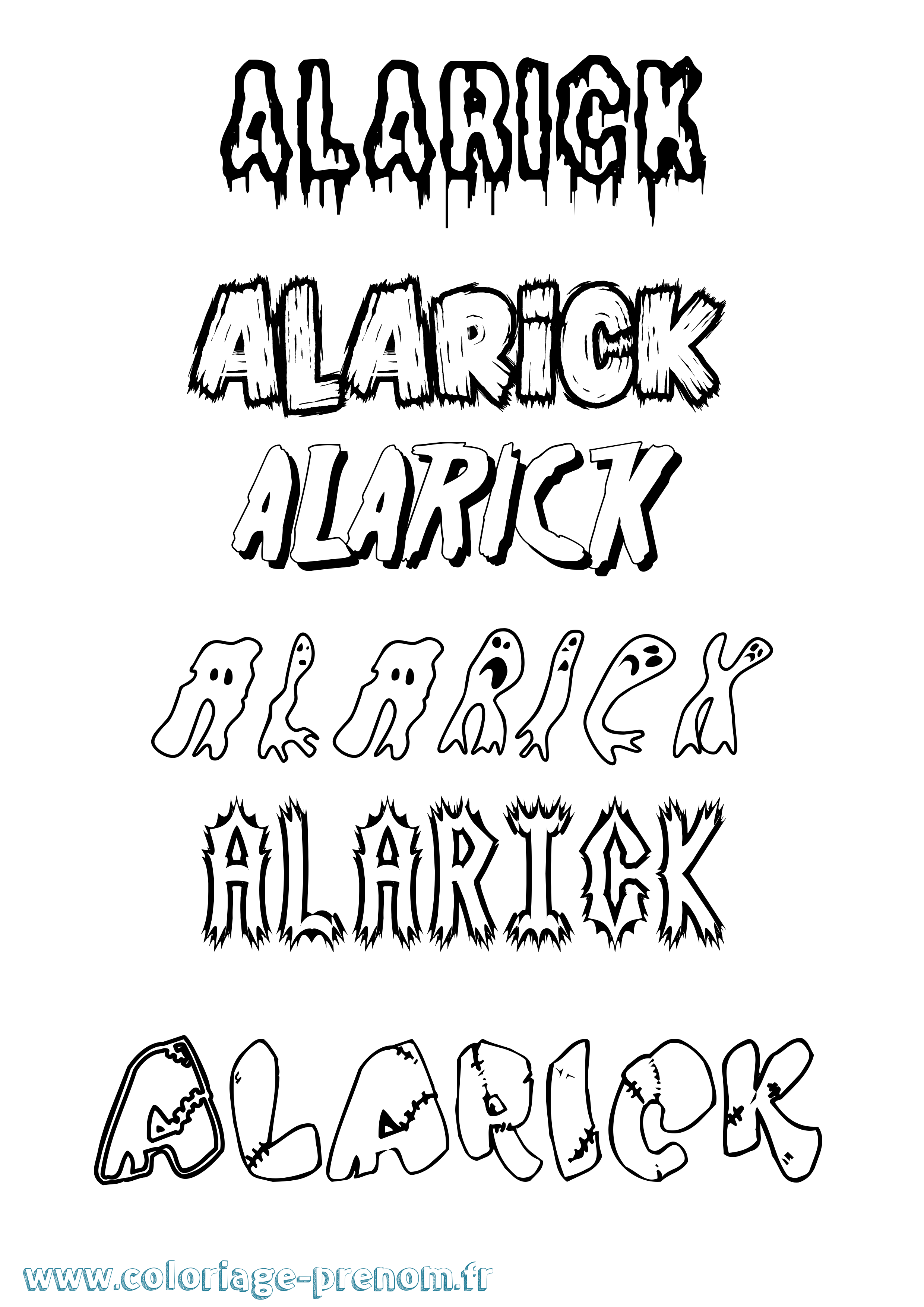 Coloriage prénom Alarick Frisson