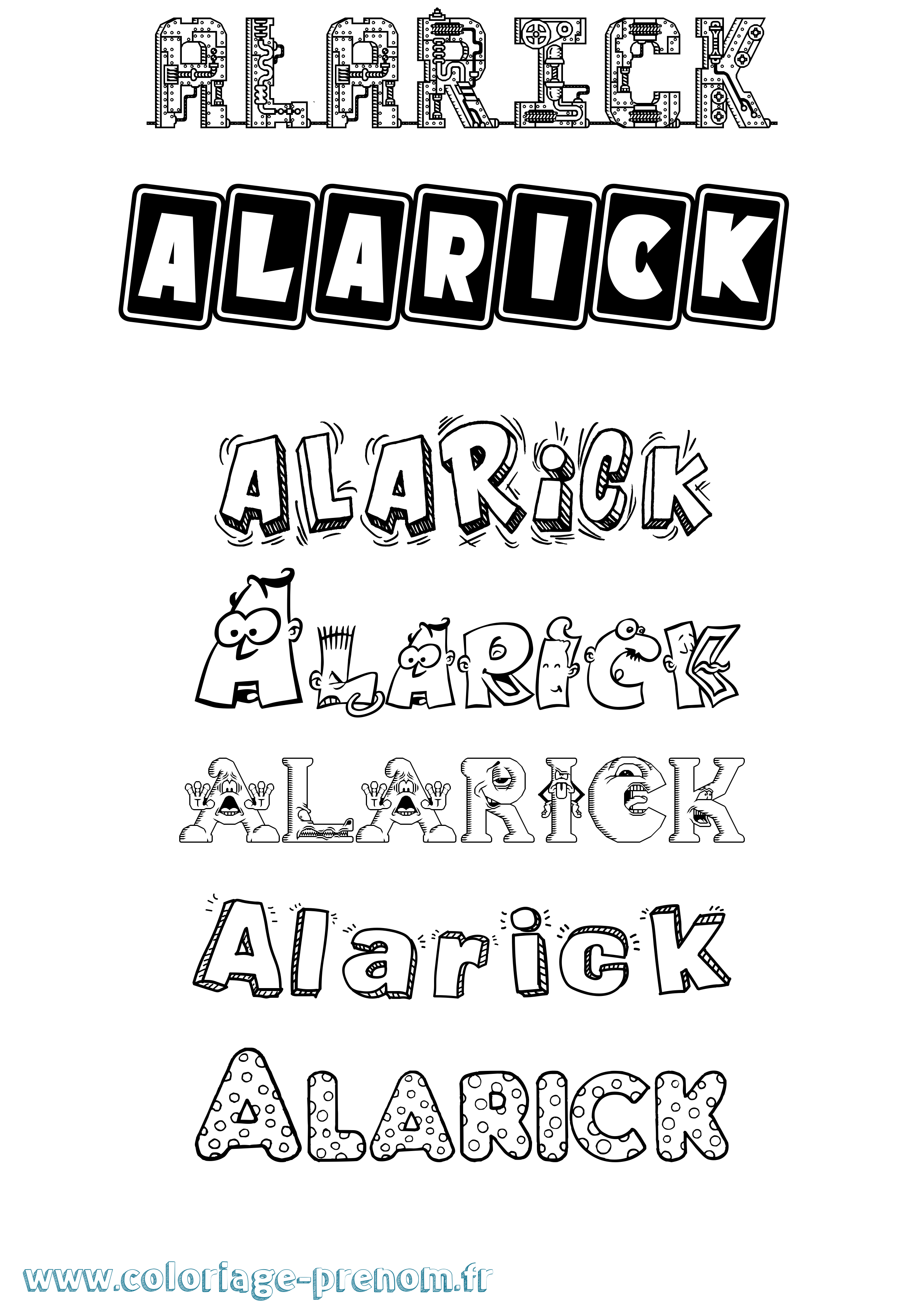 Coloriage prénom Alarick Fun
