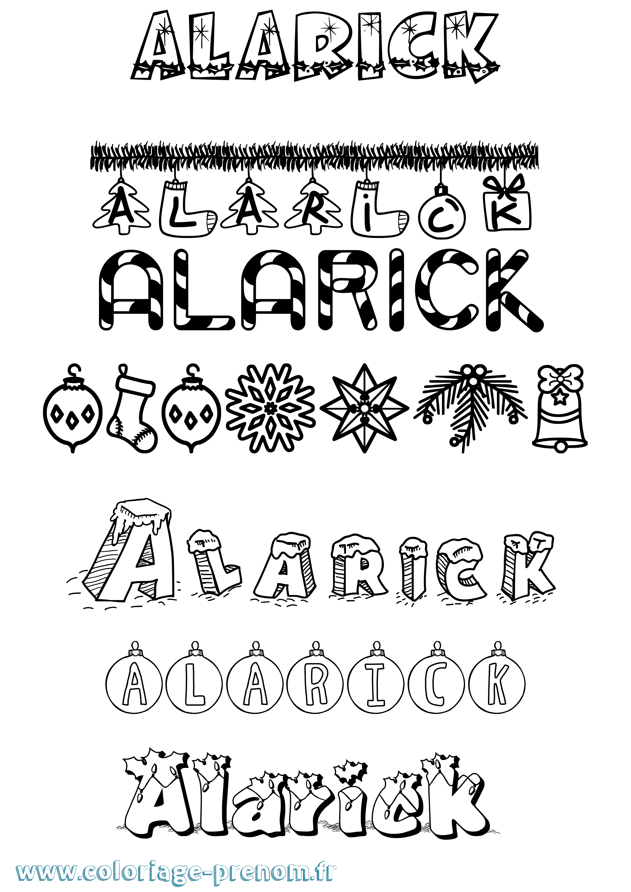 Coloriage prénom Alarick Noël