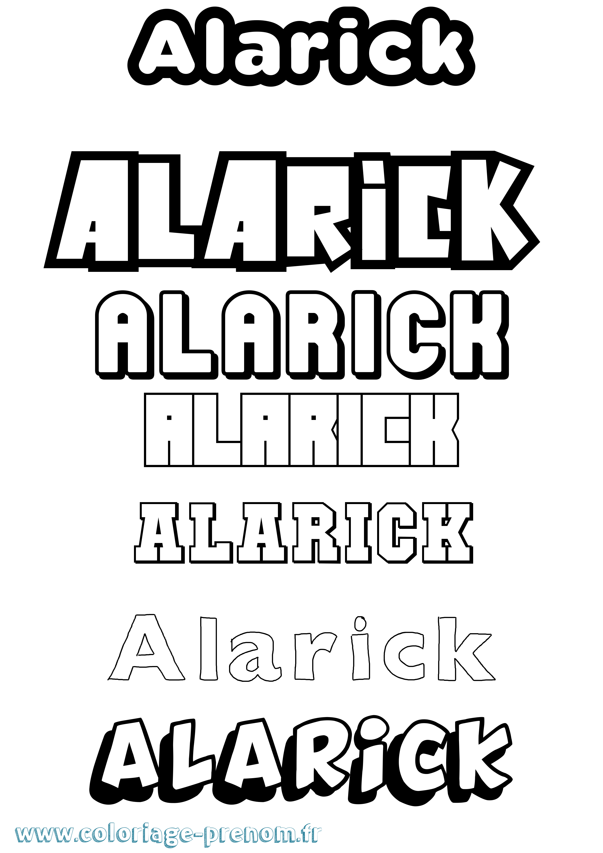 Coloriage prénom Alarick Simple