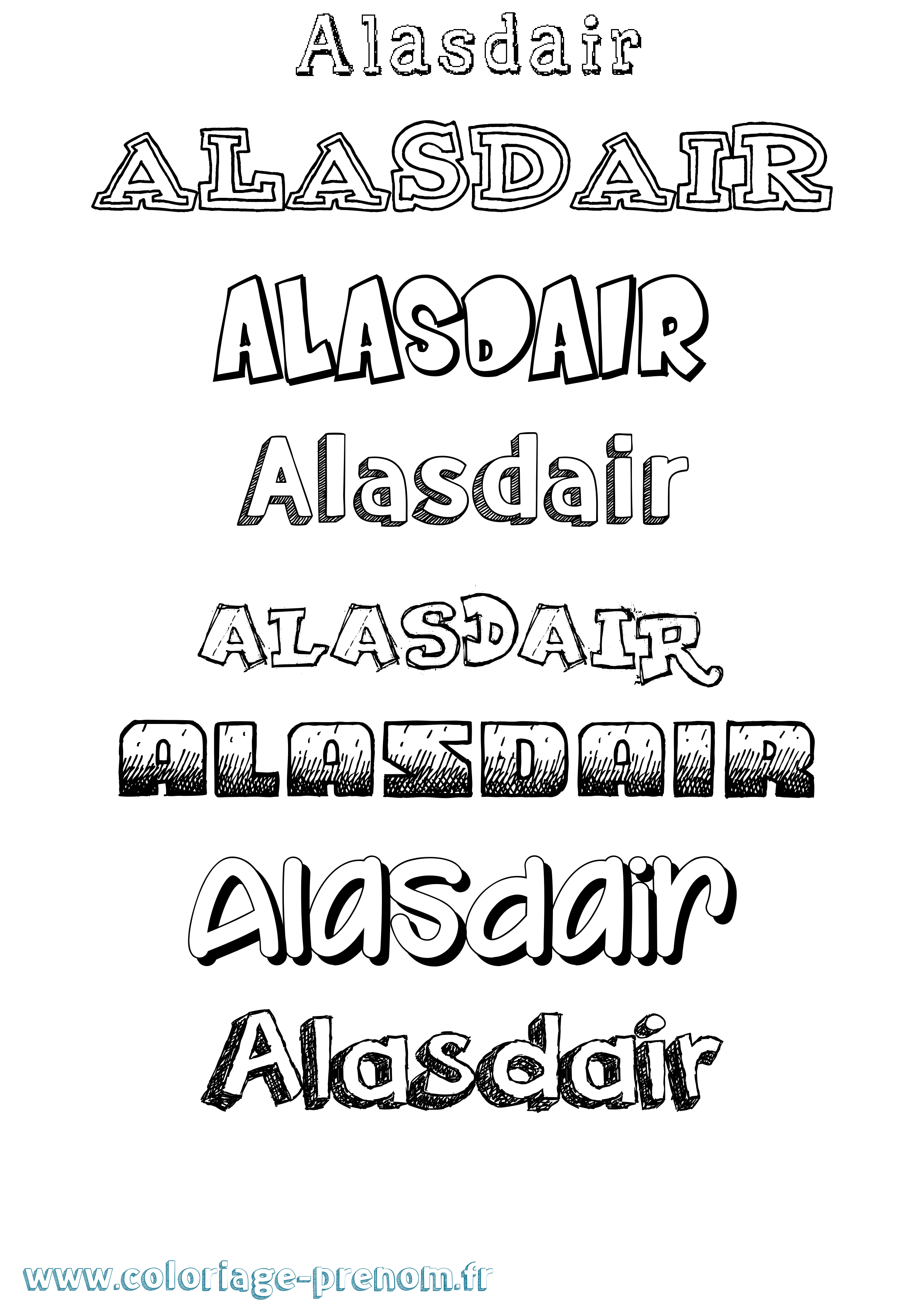 Coloriage prénom Alasdair Dessiné