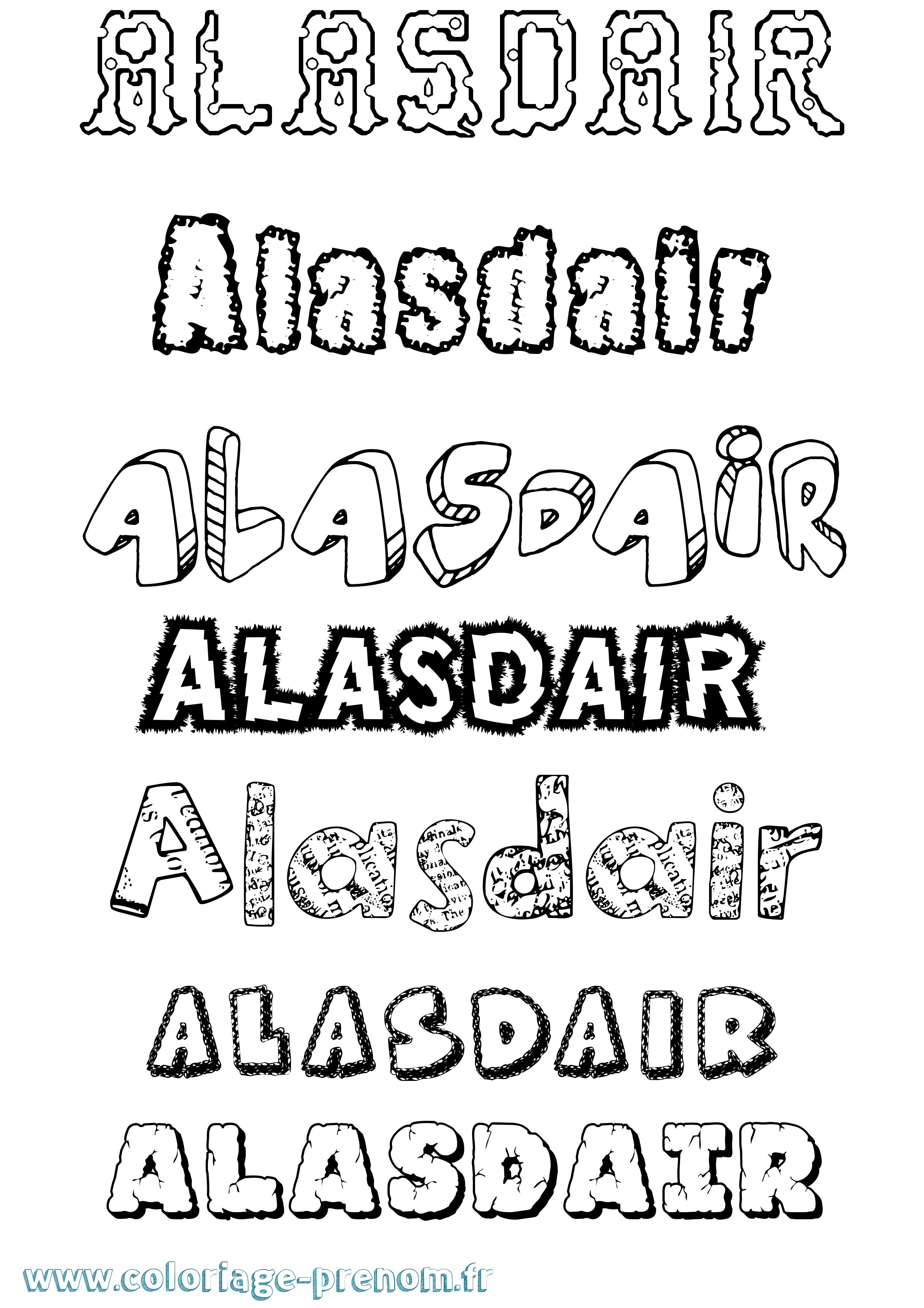 Coloriage prénom Alasdair Destructuré