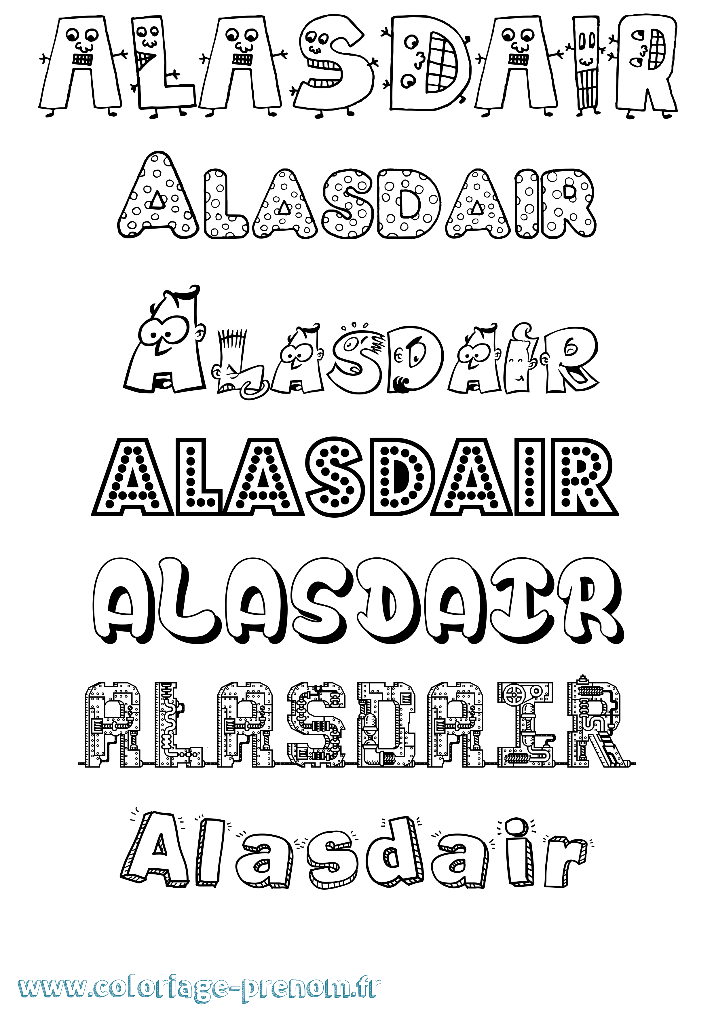 Coloriage prénom Alasdair Fun