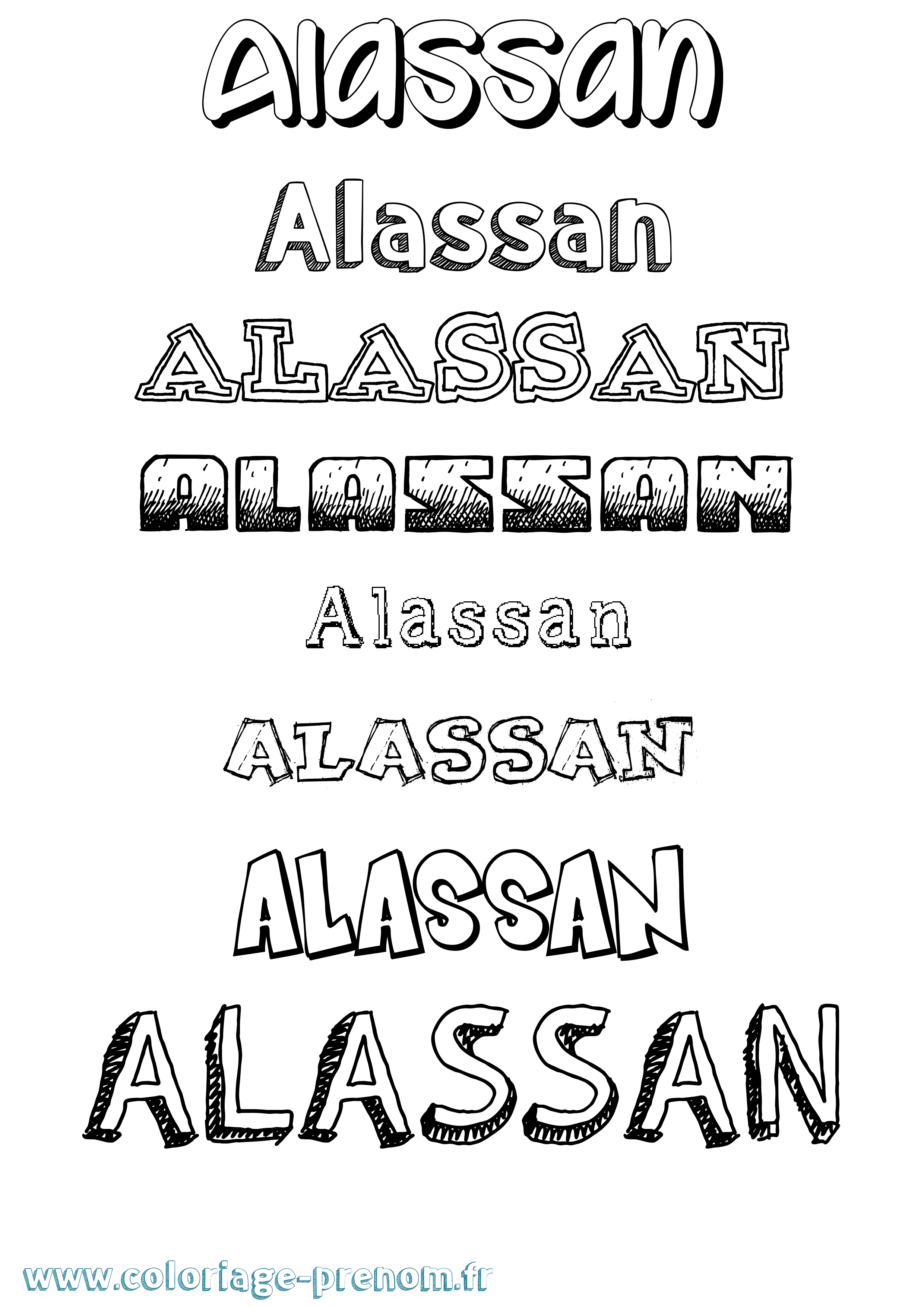 Coloriage prénom Alassan Dessiné