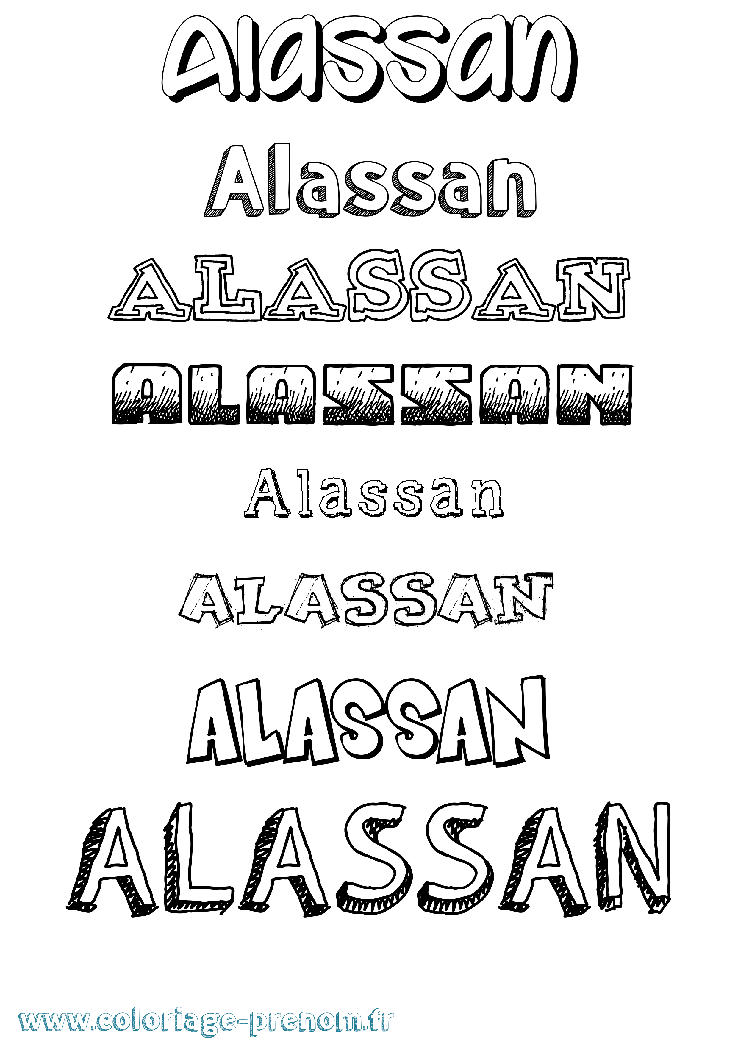 Coloriage Alassan Dessiné Coloriage prénom Alassan Dessiné