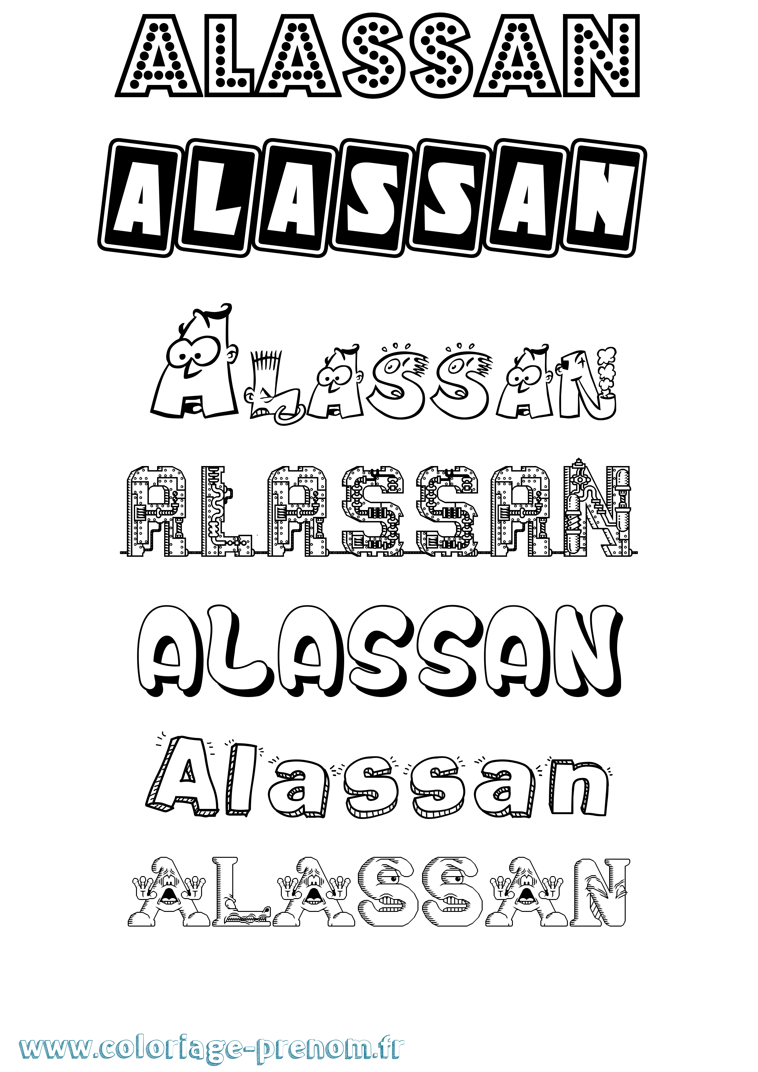 Coloriage prénom Alassan Fun