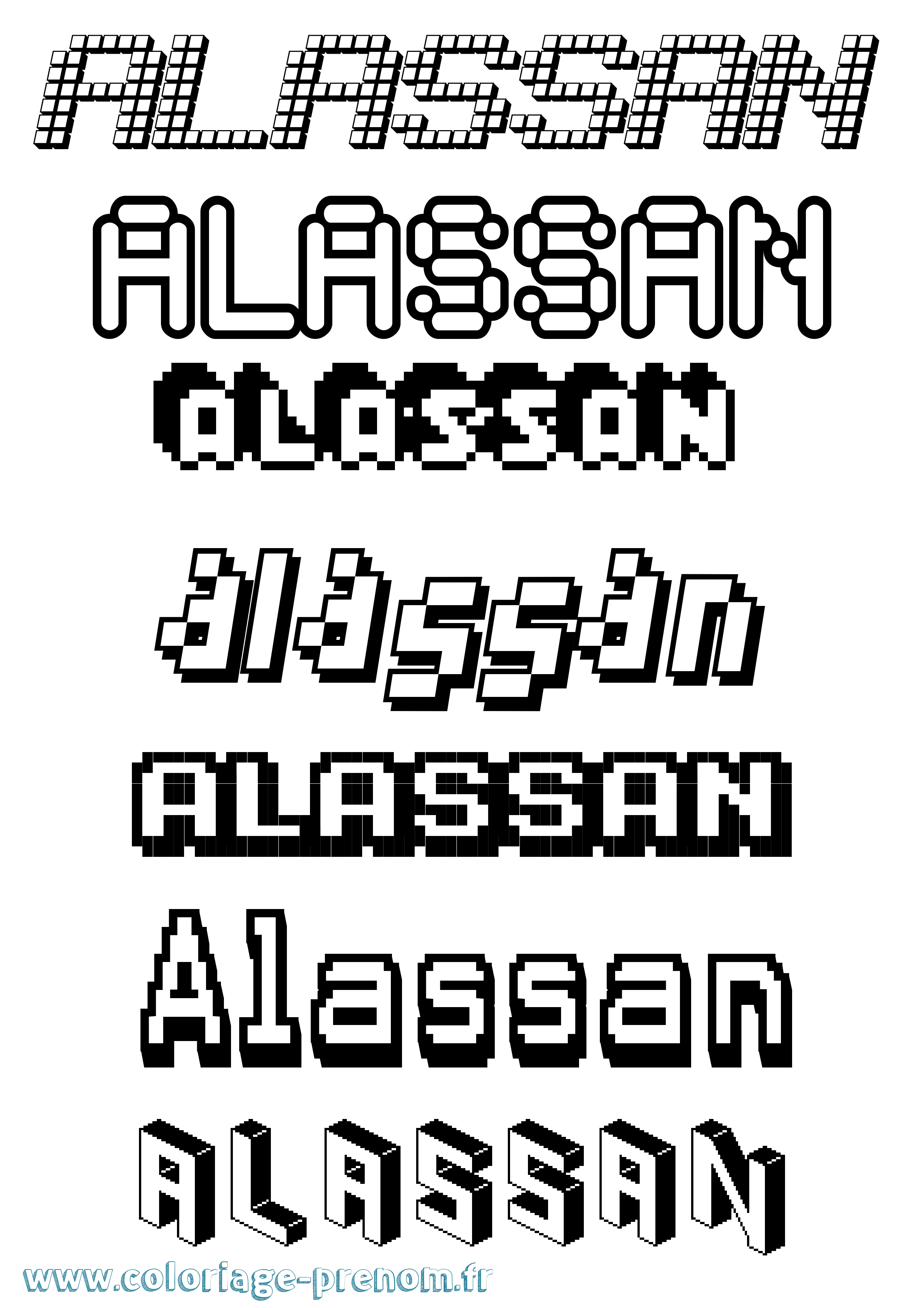 Coloriage Alassan Pixel Coloriage prénom Alassan Pixel