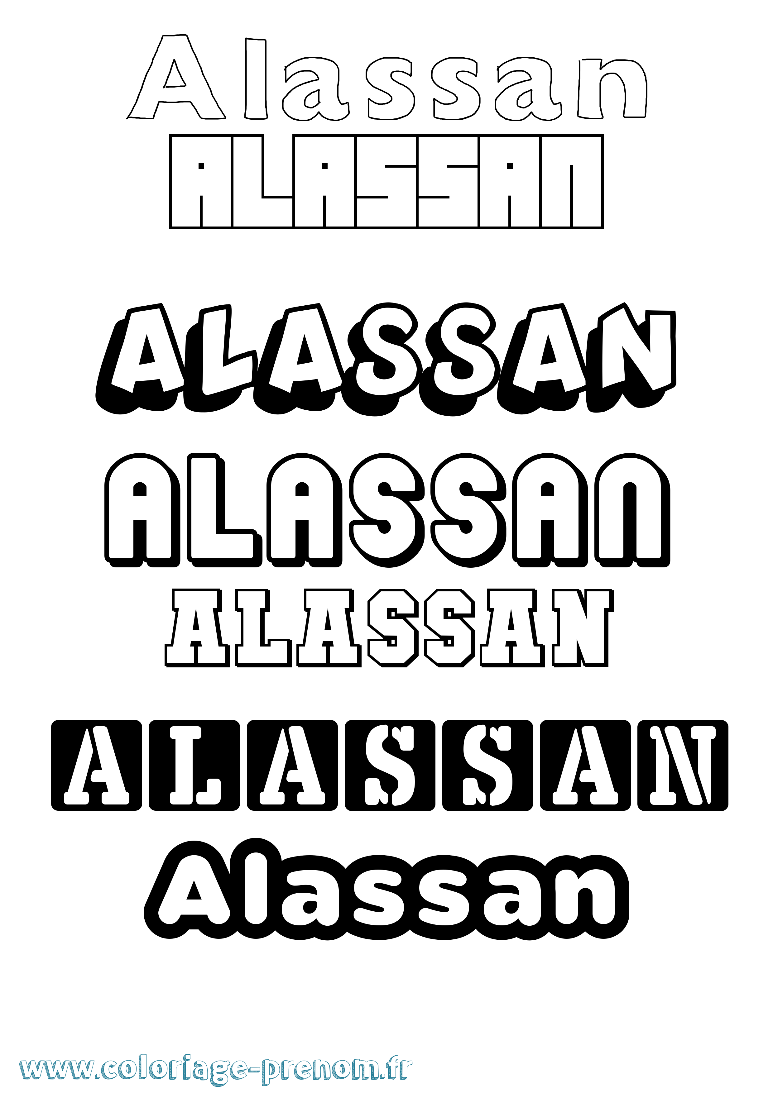Coloriage prénom Alassan Simple
