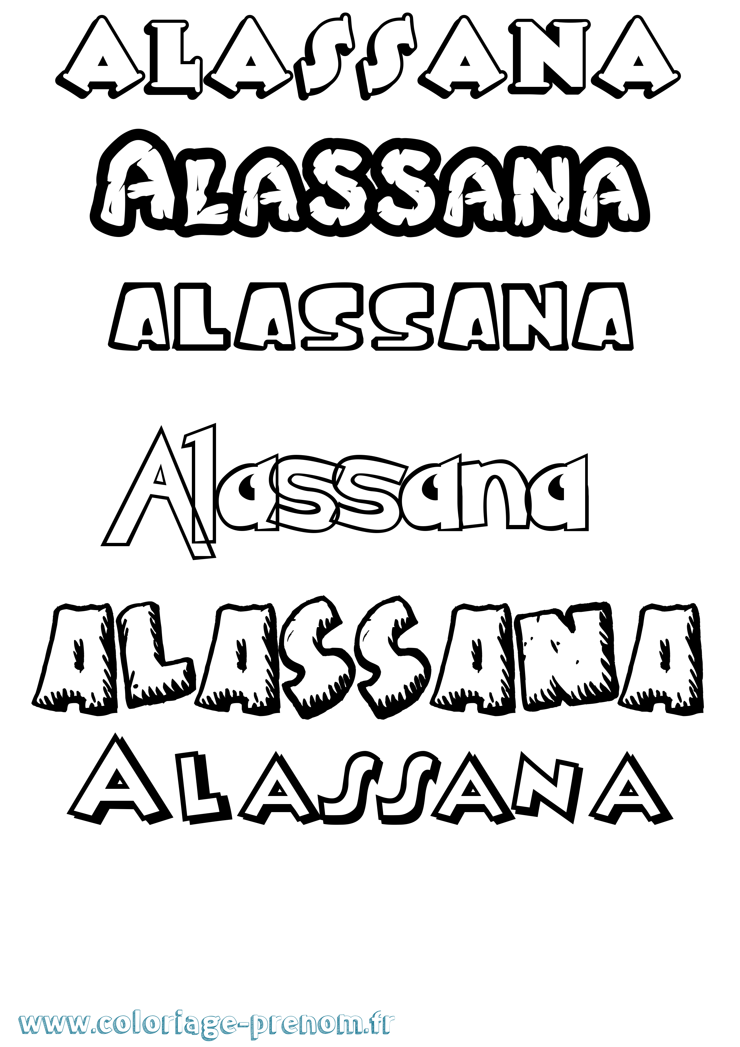 Coloriage prénom Alassana Dessin Animé