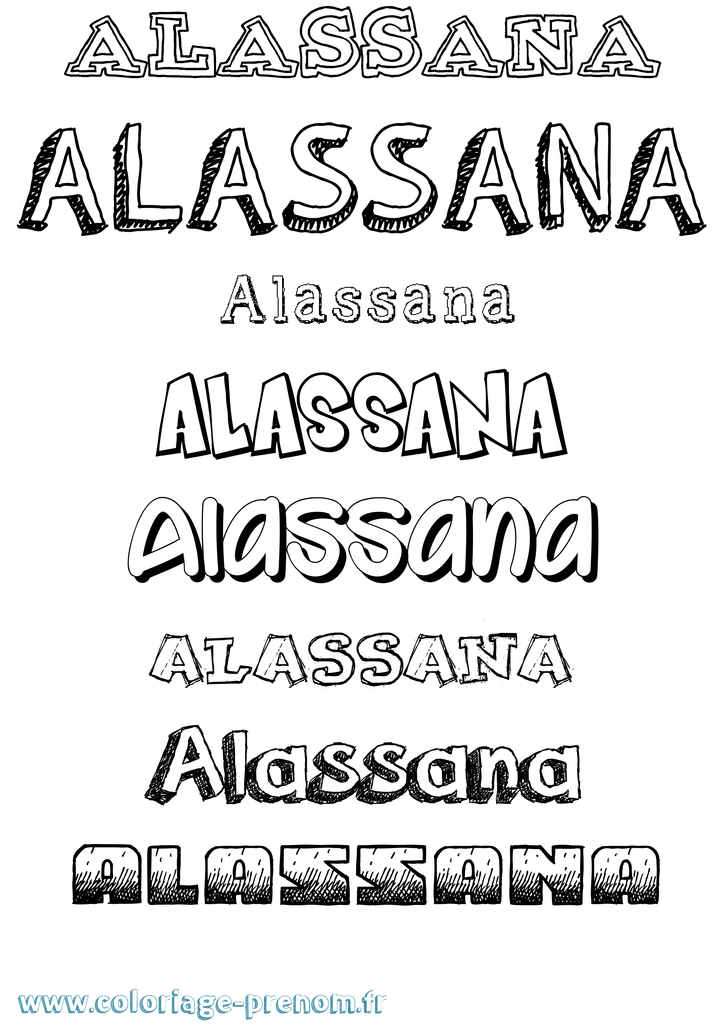Coloriage prénom Alassana Dessiné