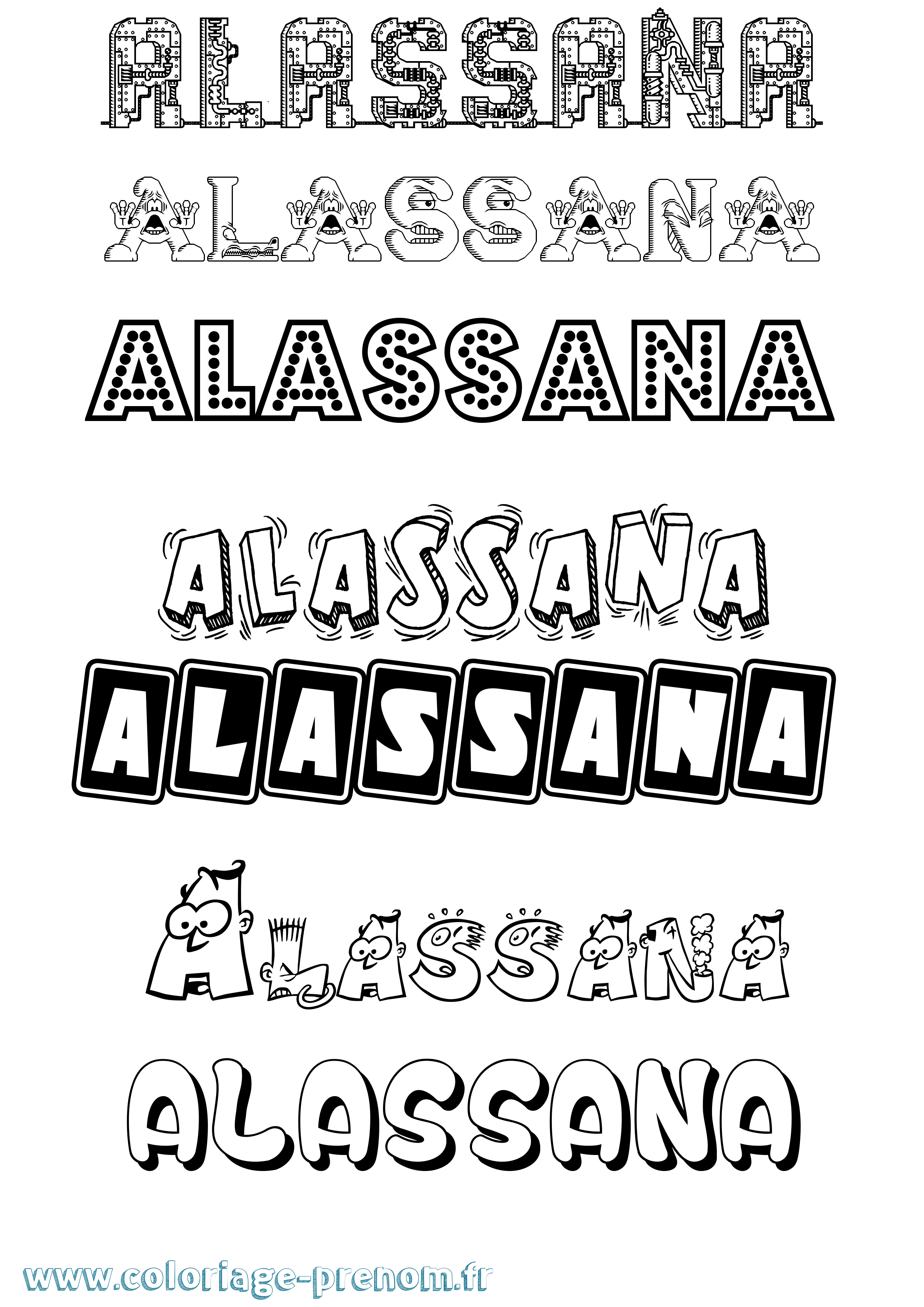 Coloriage prénom Alassana Fun