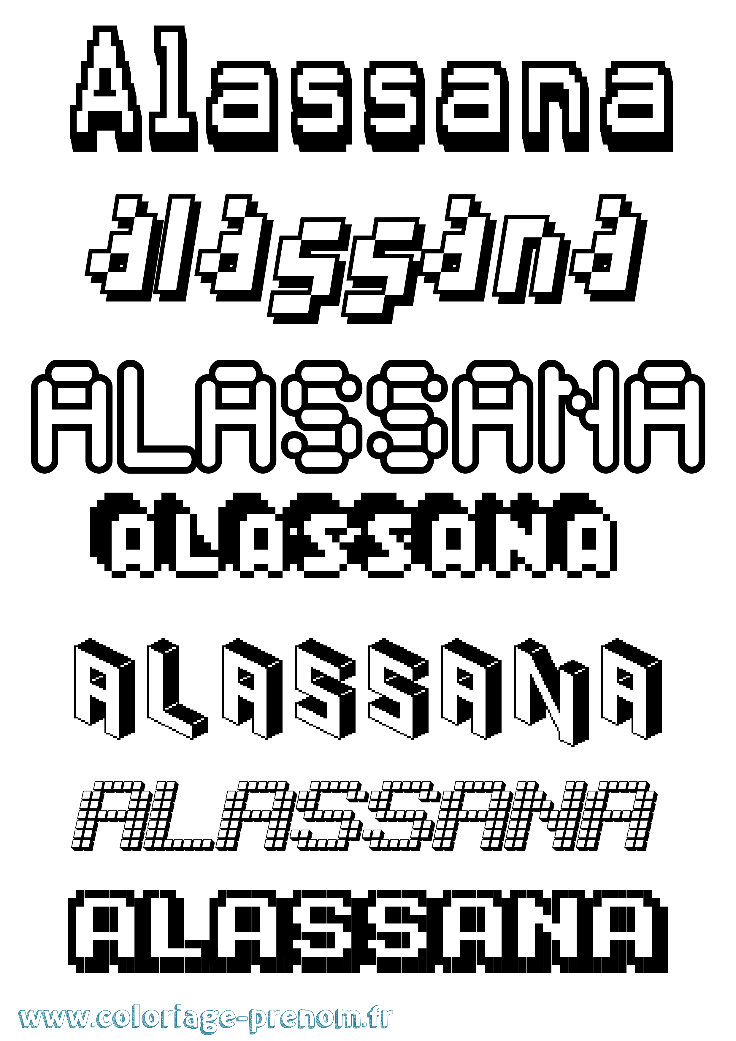 Coloriage Alassana Pixel Coloriage prénom Alassana Pixel