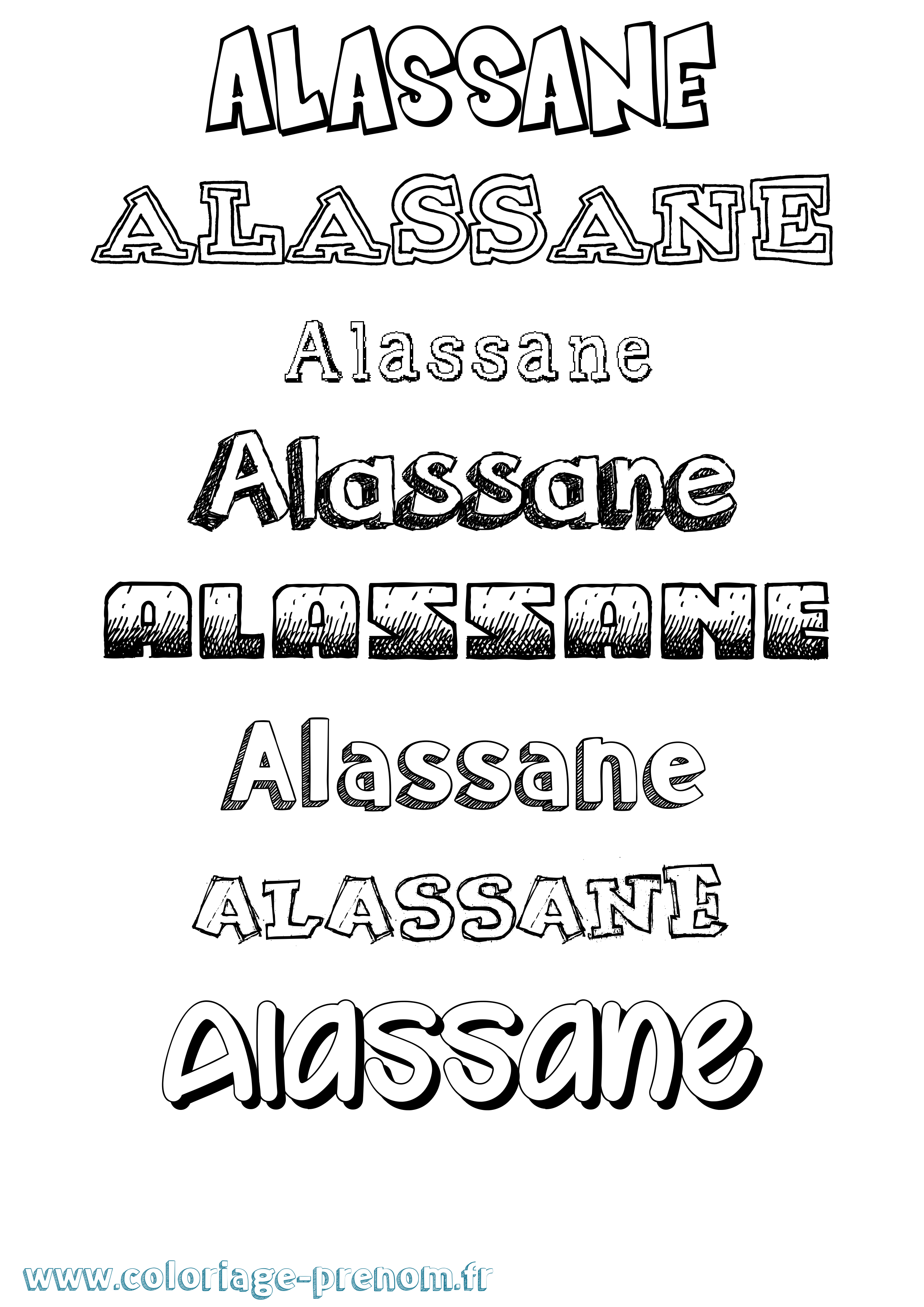 Coloriage prénom Alassane Dessiné