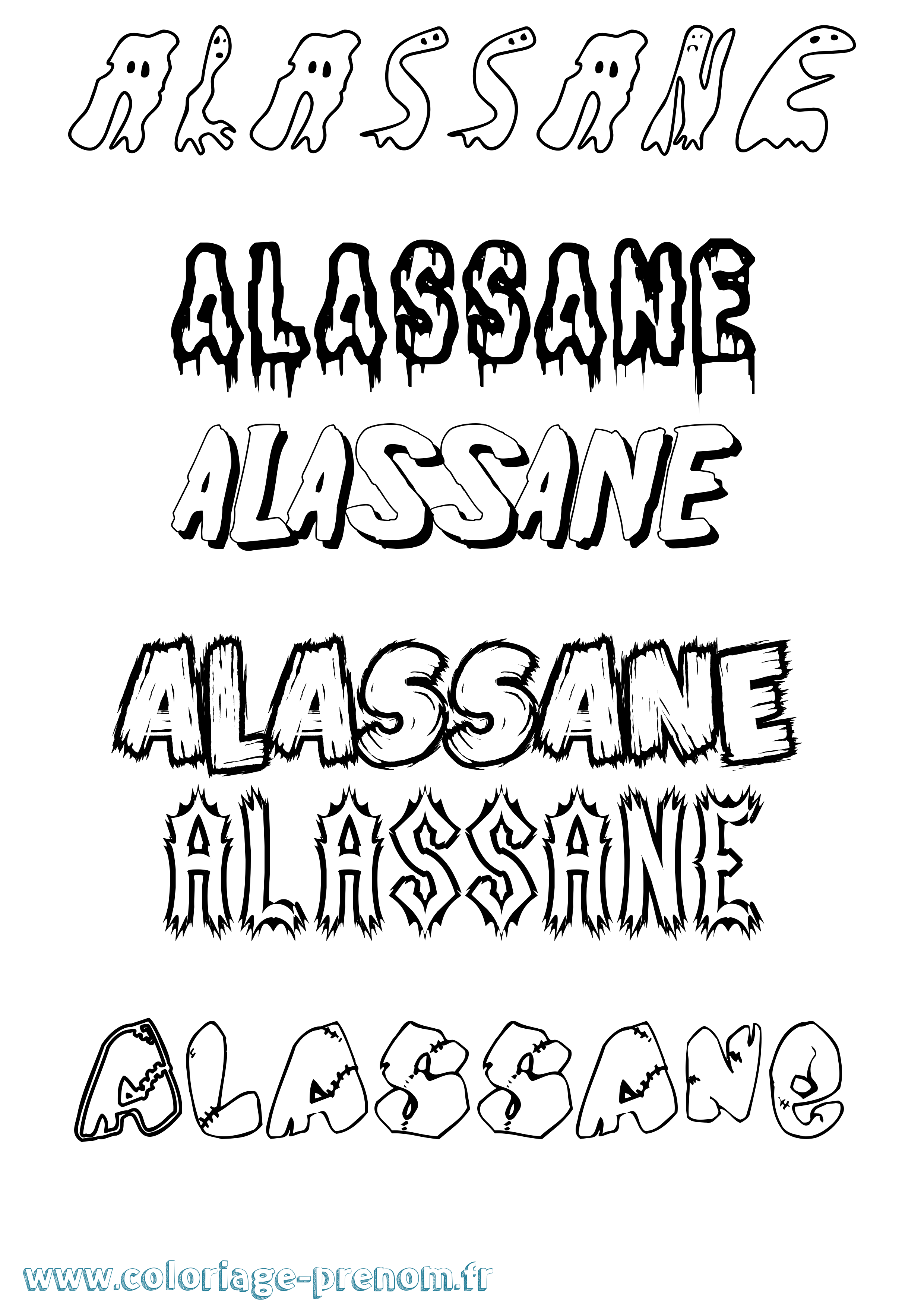 Coloriage prénom Alassane Frisson