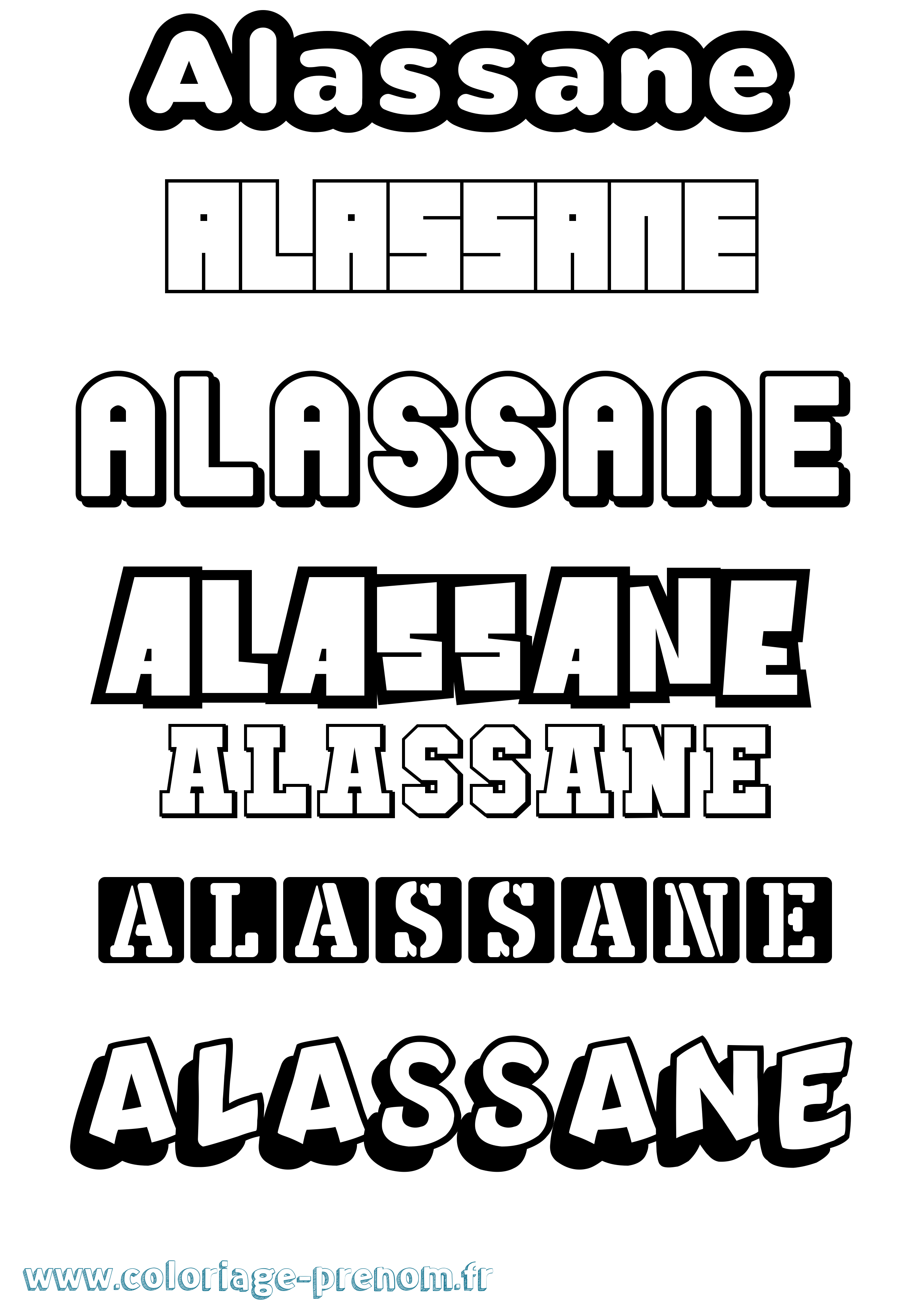 Coloriage prénom Alassane Simple
