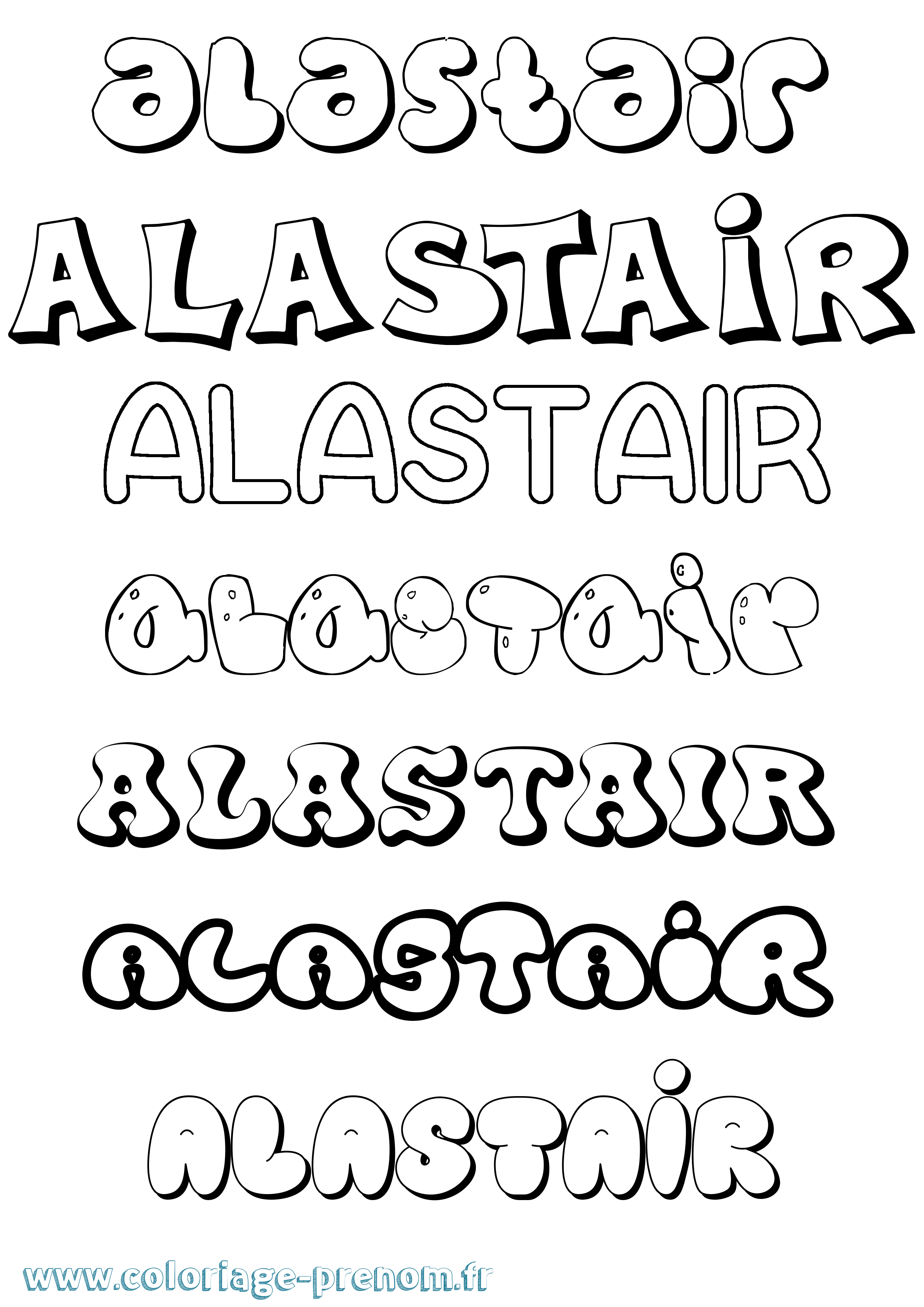 Coloriage Alastair Bubble Coloriage prénom Alastair Bubble
