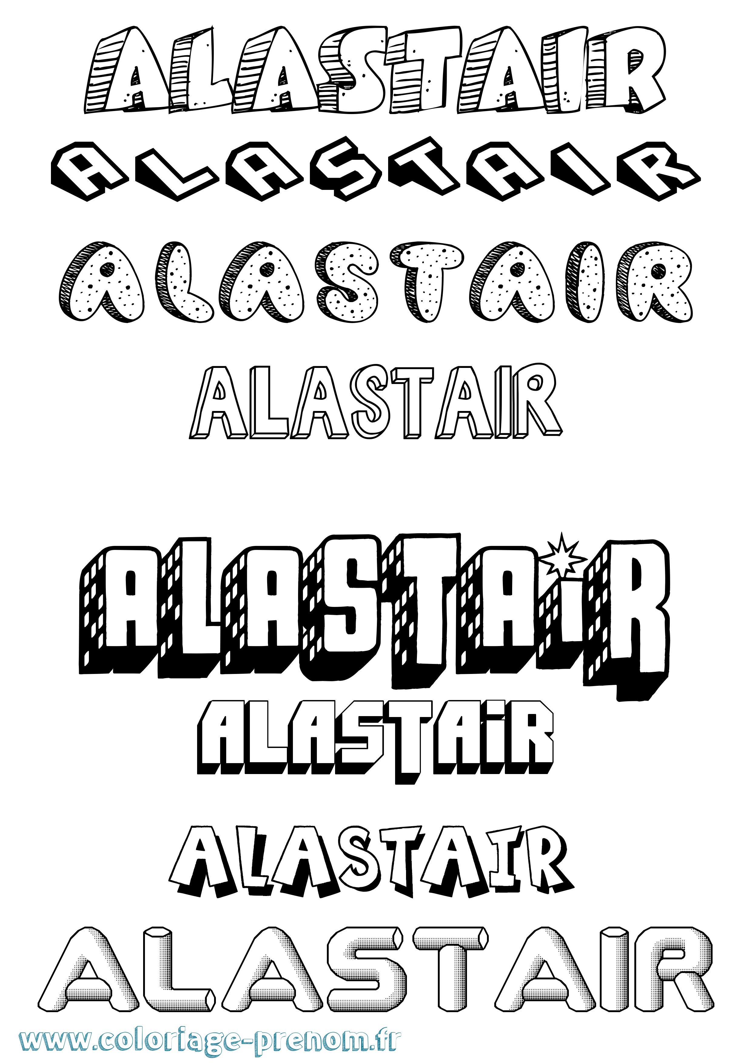 Coloriage Alastair Effet 3D Coloriage prénom Alastair Effet 3D