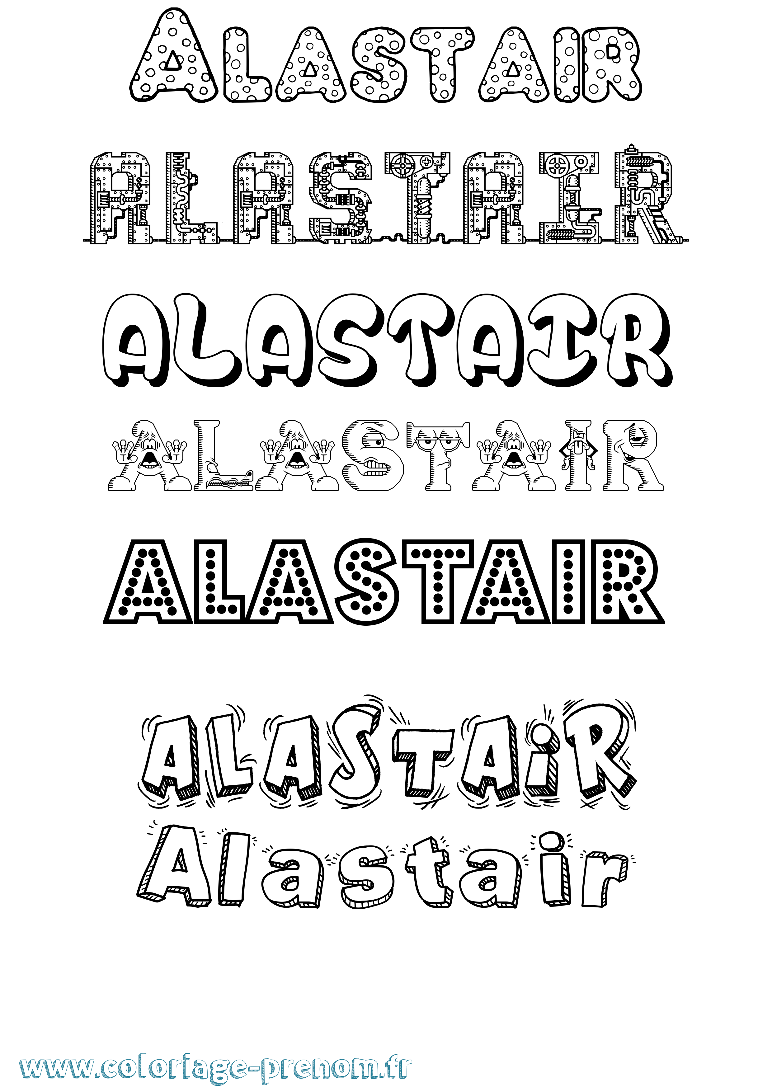 Coloriage prénom Alastair Fun