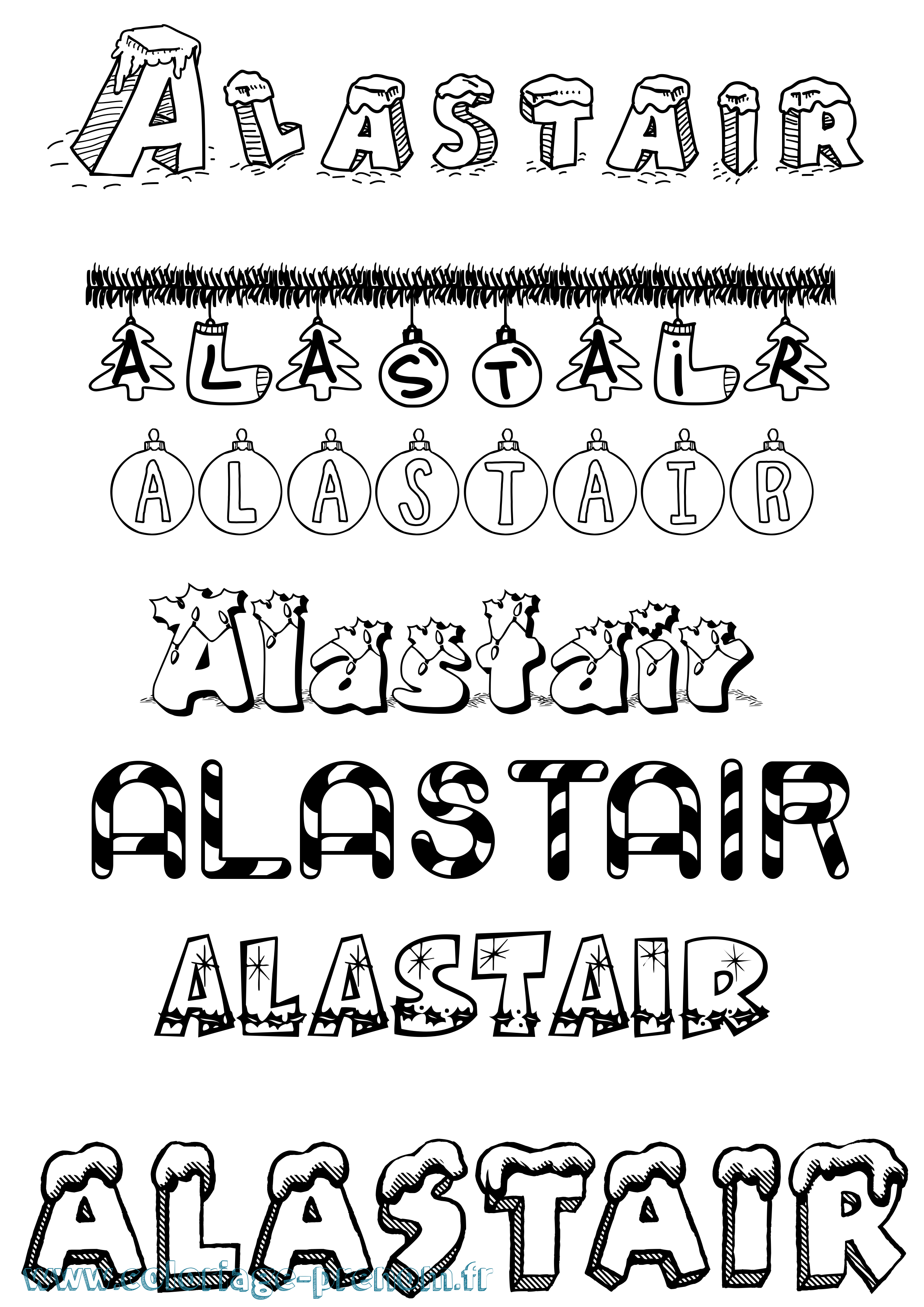 Coloriage Alastair Noël Coloriage prénom Alastair Noël