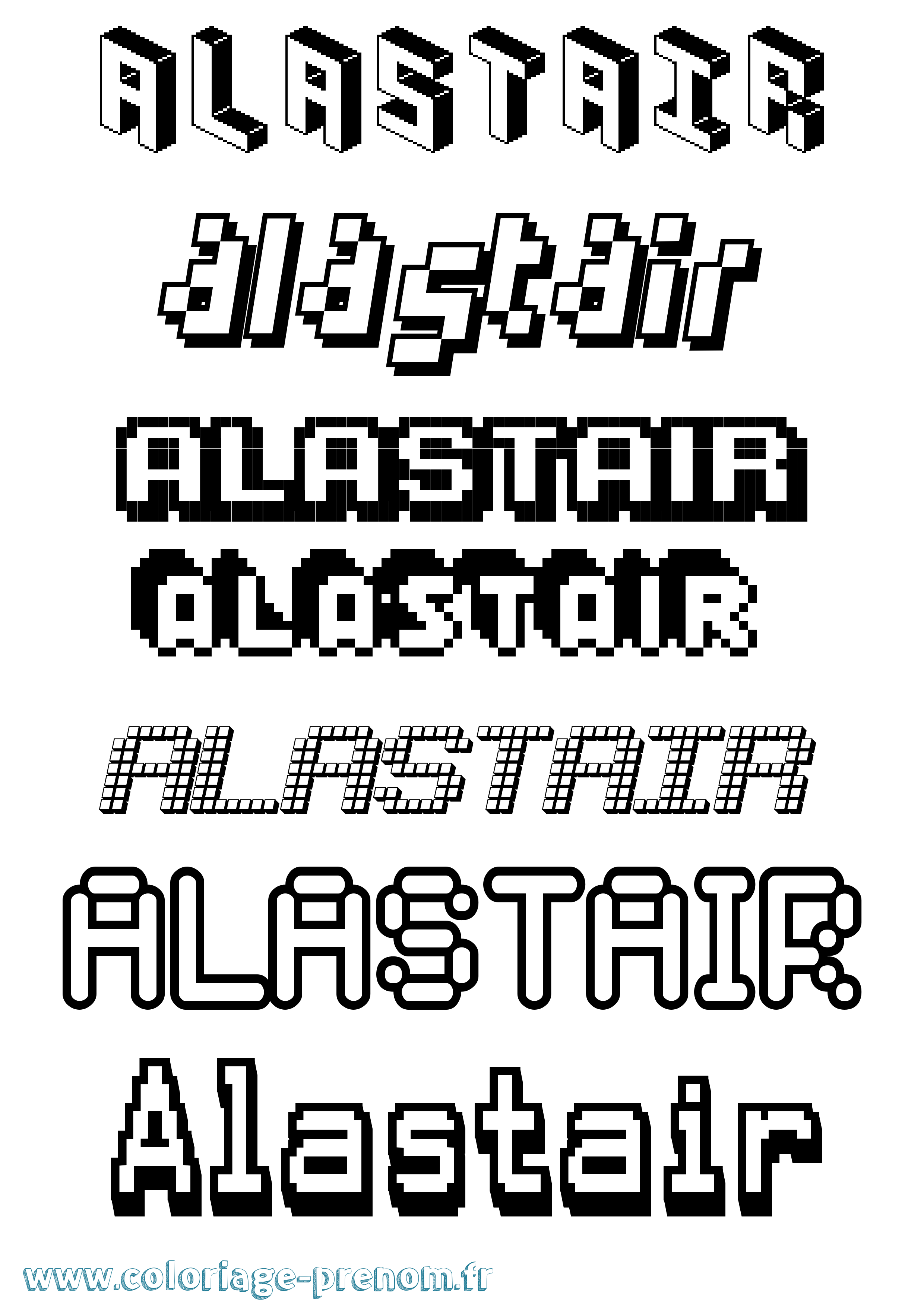 Coloriage prénom Alastair Pixel