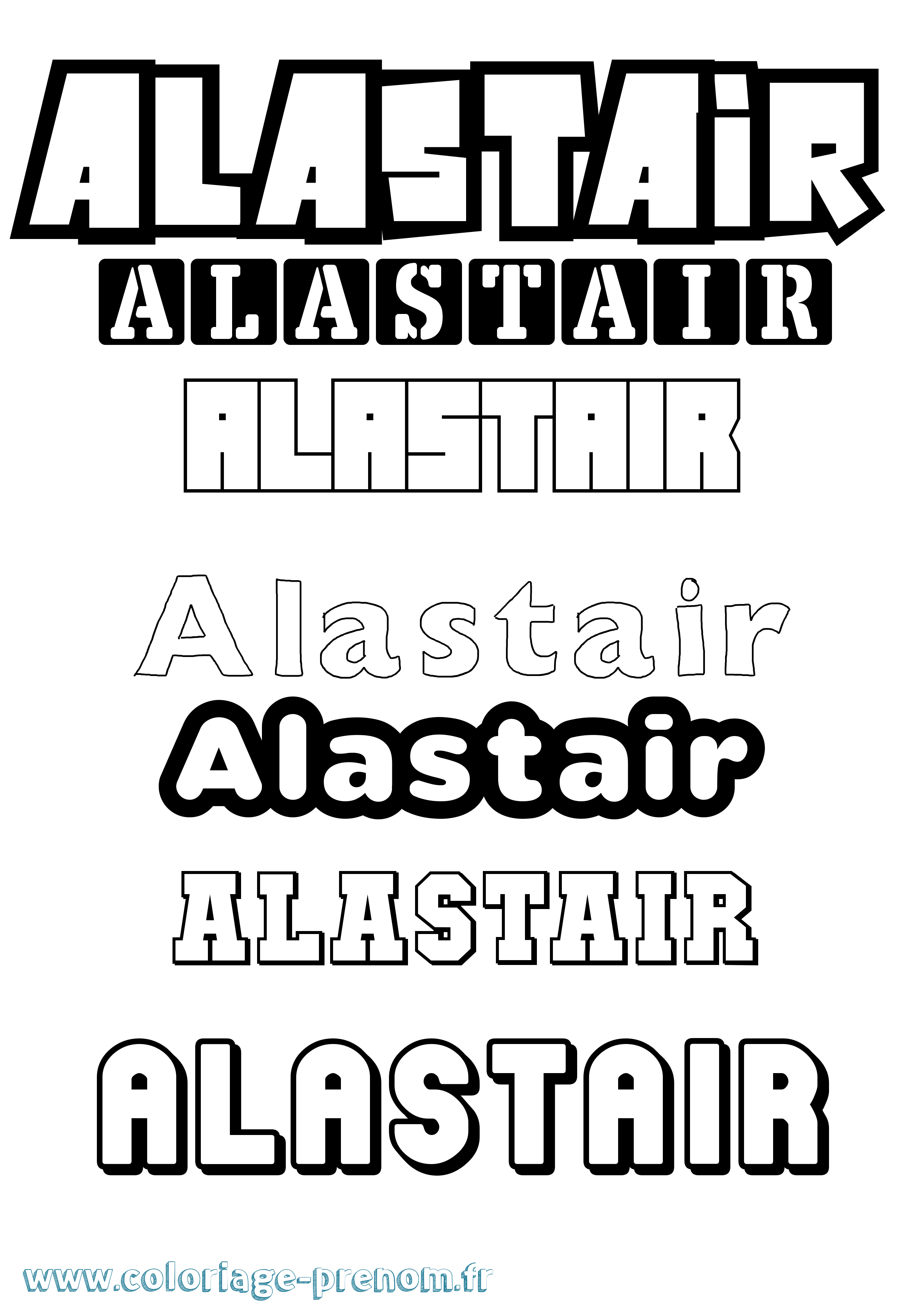 Coloriage prénom Alastair Simple