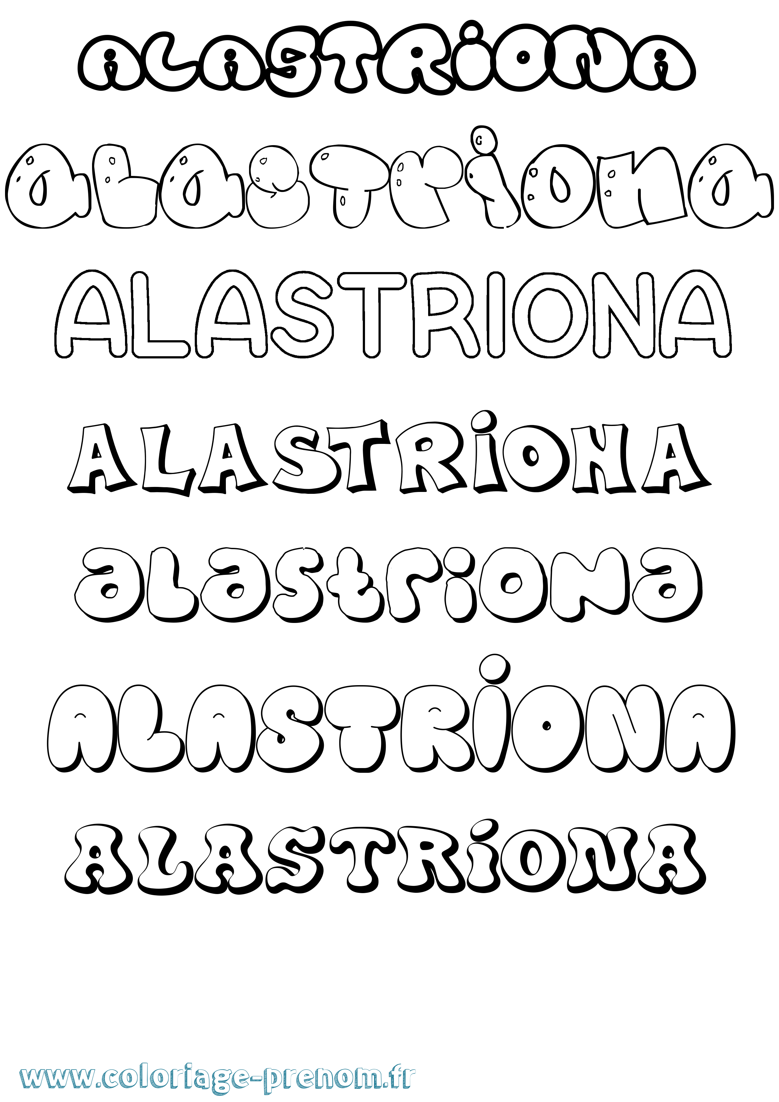 Coloriage Alastríona Bubble Coloriage prénom Alastríona Bubble