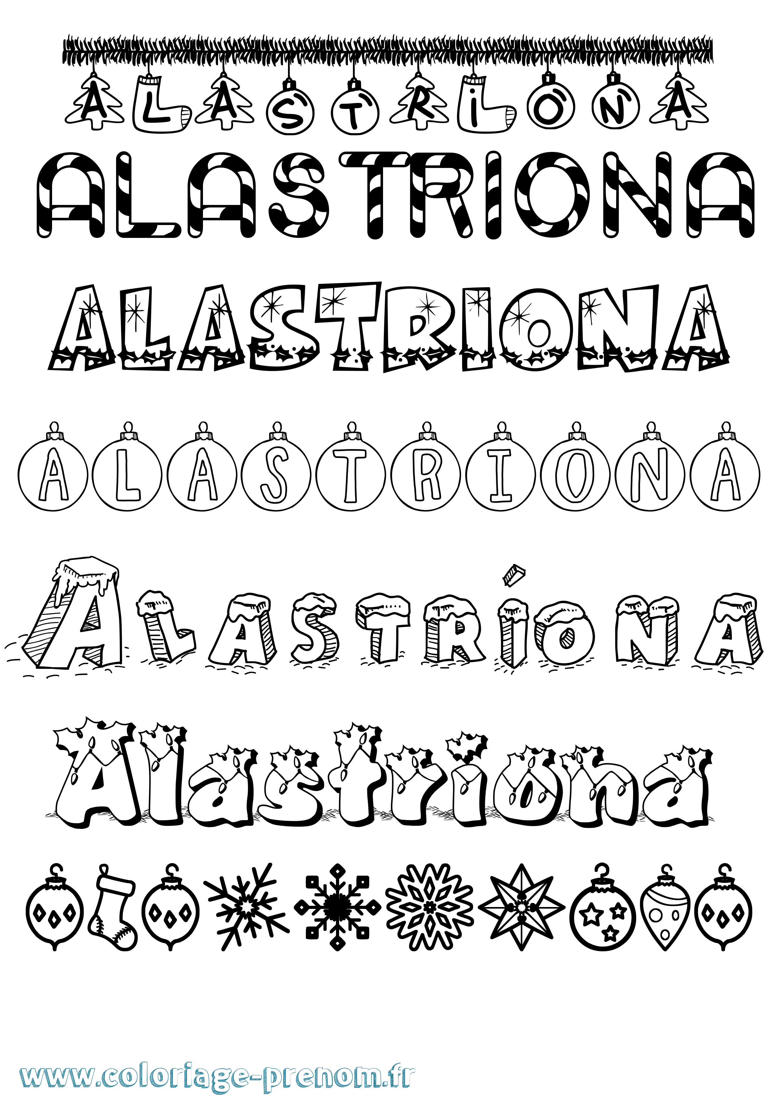 Coloriage Alastríona Noël Coloriage prénom Alastríona Noël
